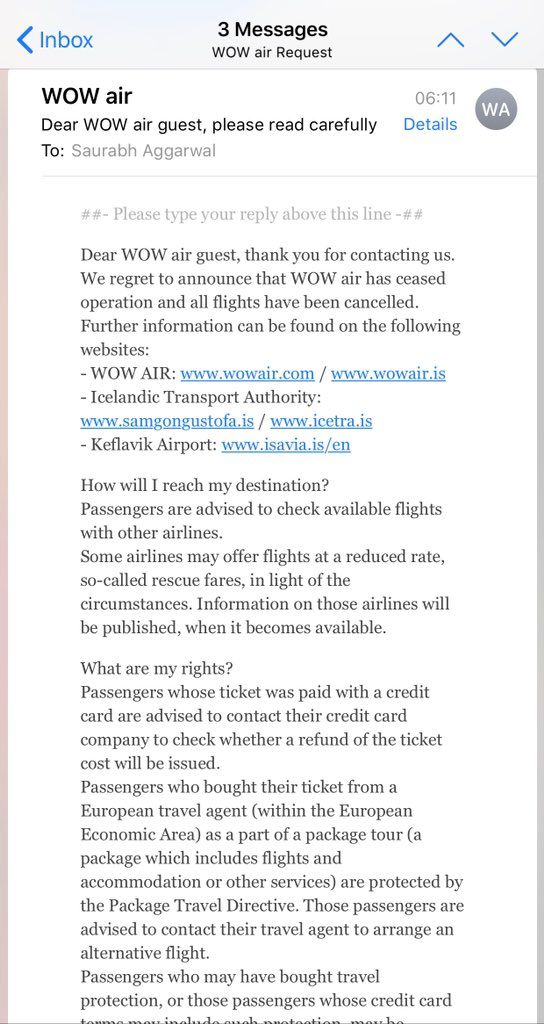 13) Here's the text passengers received after the airline shut