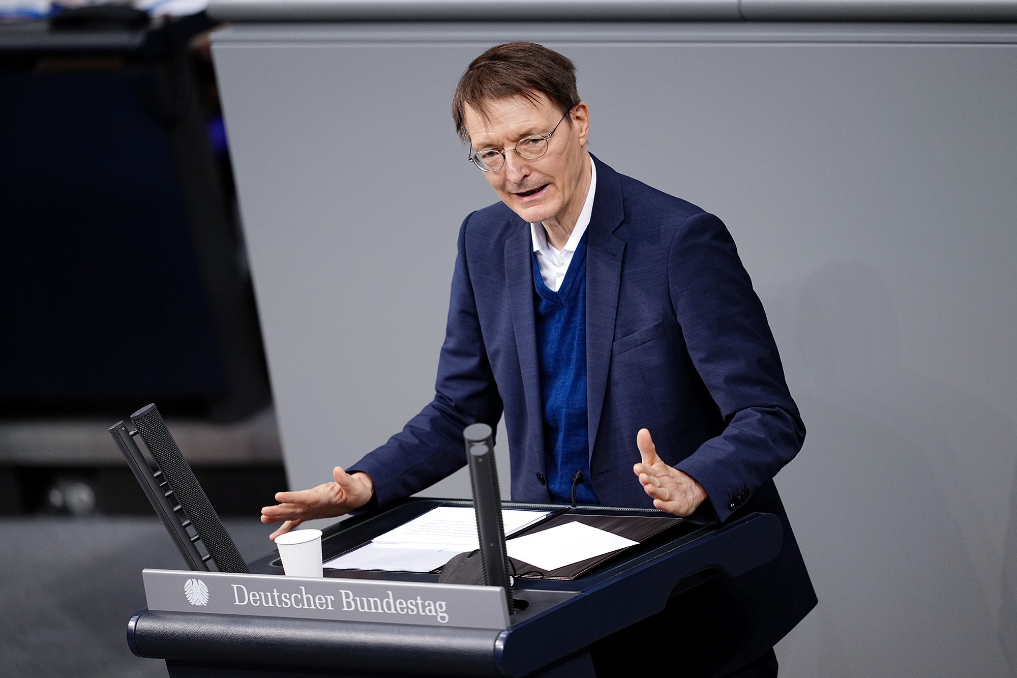 13 January 2022, Berlin: Karl Lauterbach (SPD), Federal Minister of Health, speaks during the three-day debate on the policies of the traffic light coalition in the Bundestag, Berlin, Germany on 13 January 2022.
