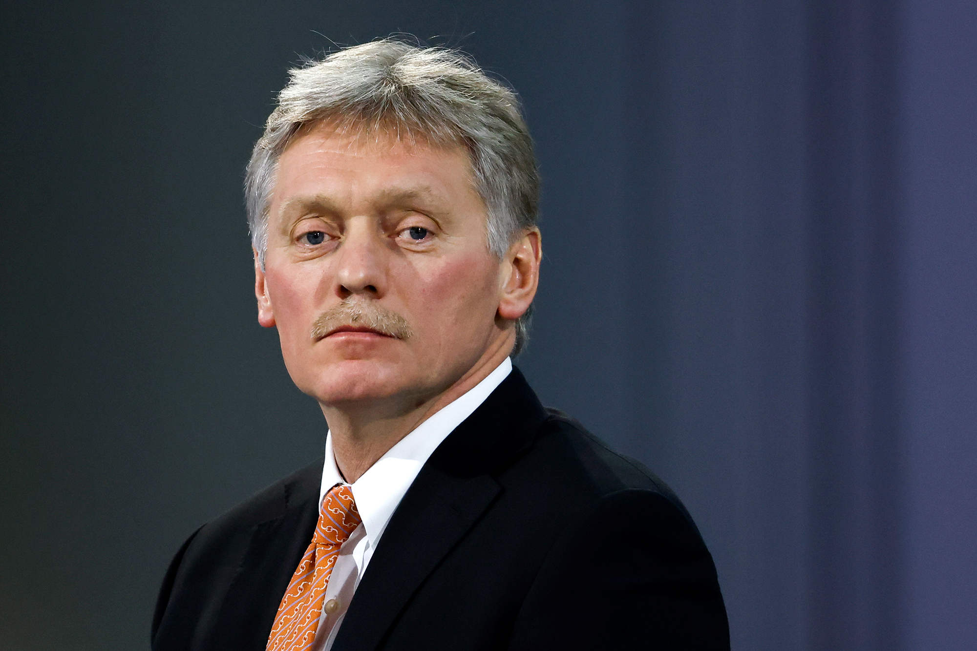 Kremlin spokesman Dmitry Peskov attends a news conference in Moscow, Russia, in 2021. 