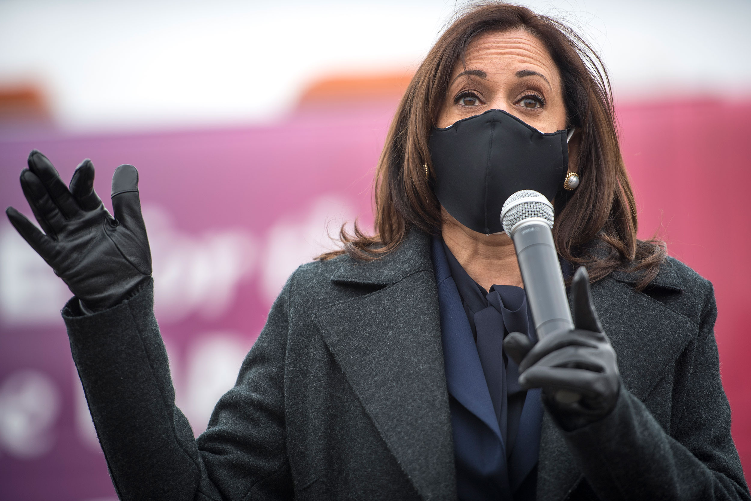 Democratic vice presidential nominee Kamala Harris speaks at a campaign event on October 25 in Detroit, Michigan.