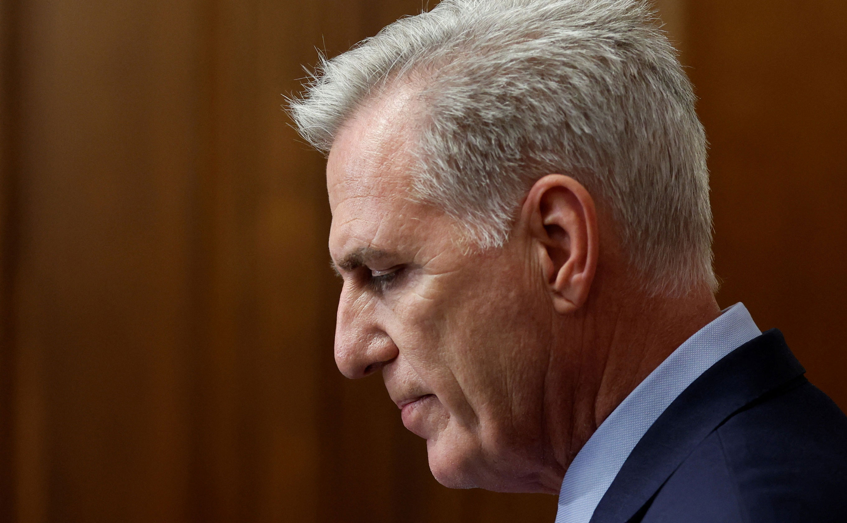Former Speaker of the House Kevin McCarthy speaks to reporters in Washington, DC, after he was ousted on Tuesday.