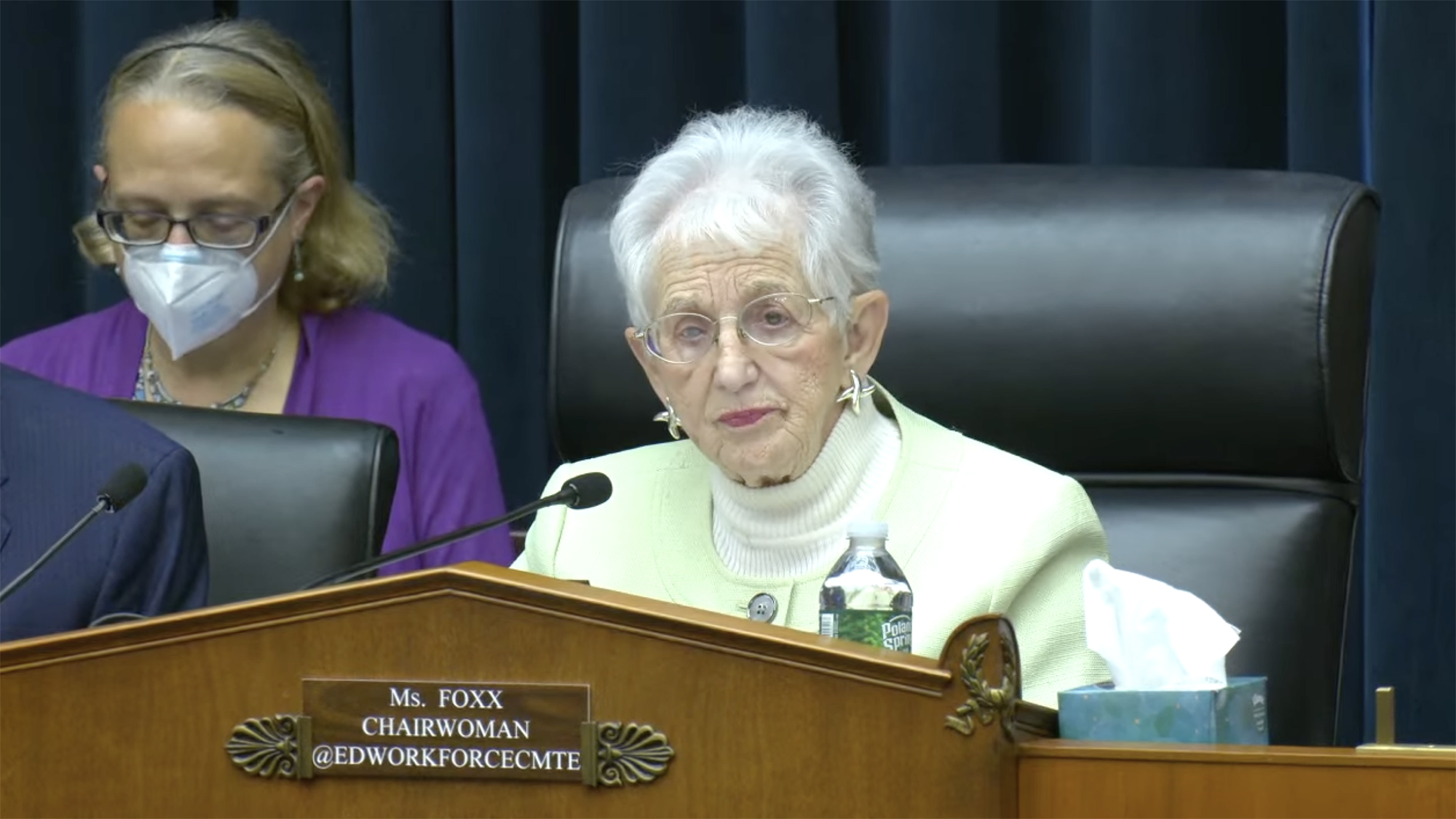 House Education Committee Chairwoman Rep. Virginia Foxx during opening remarks at a "Columbia in Crisis: Columbia University's Response to Antisemitism" hearing today in Washington, DC.
