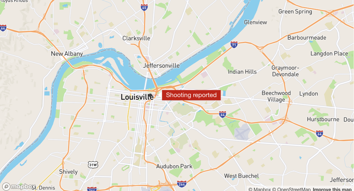 Di sinilah tembakan berlaku di Louisville