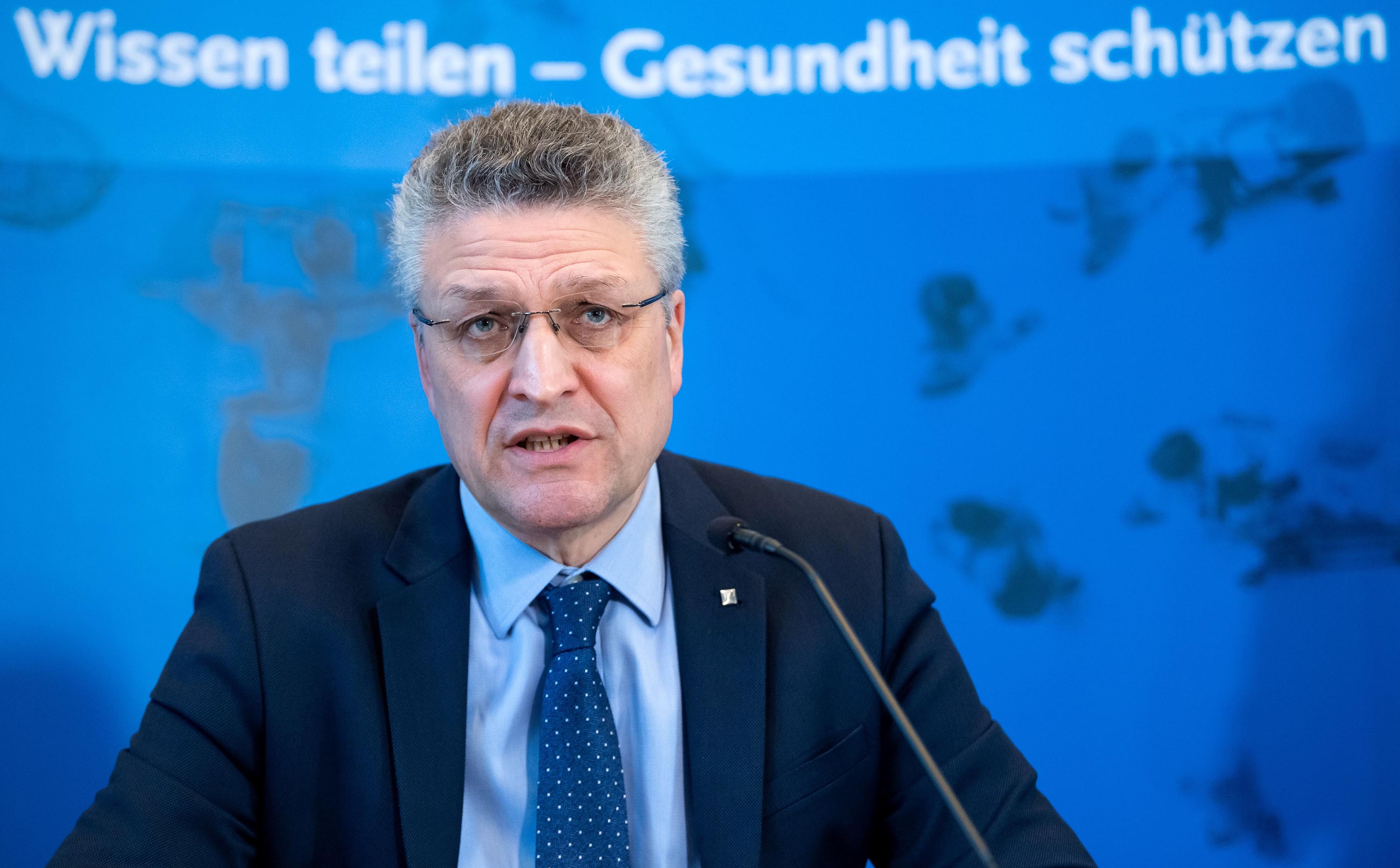 Lothar Wieler, President of Germany's Robert Koch Institute, gives a press conference on the spread of the novel coronavirus in Germany on March 23, in Berlin.