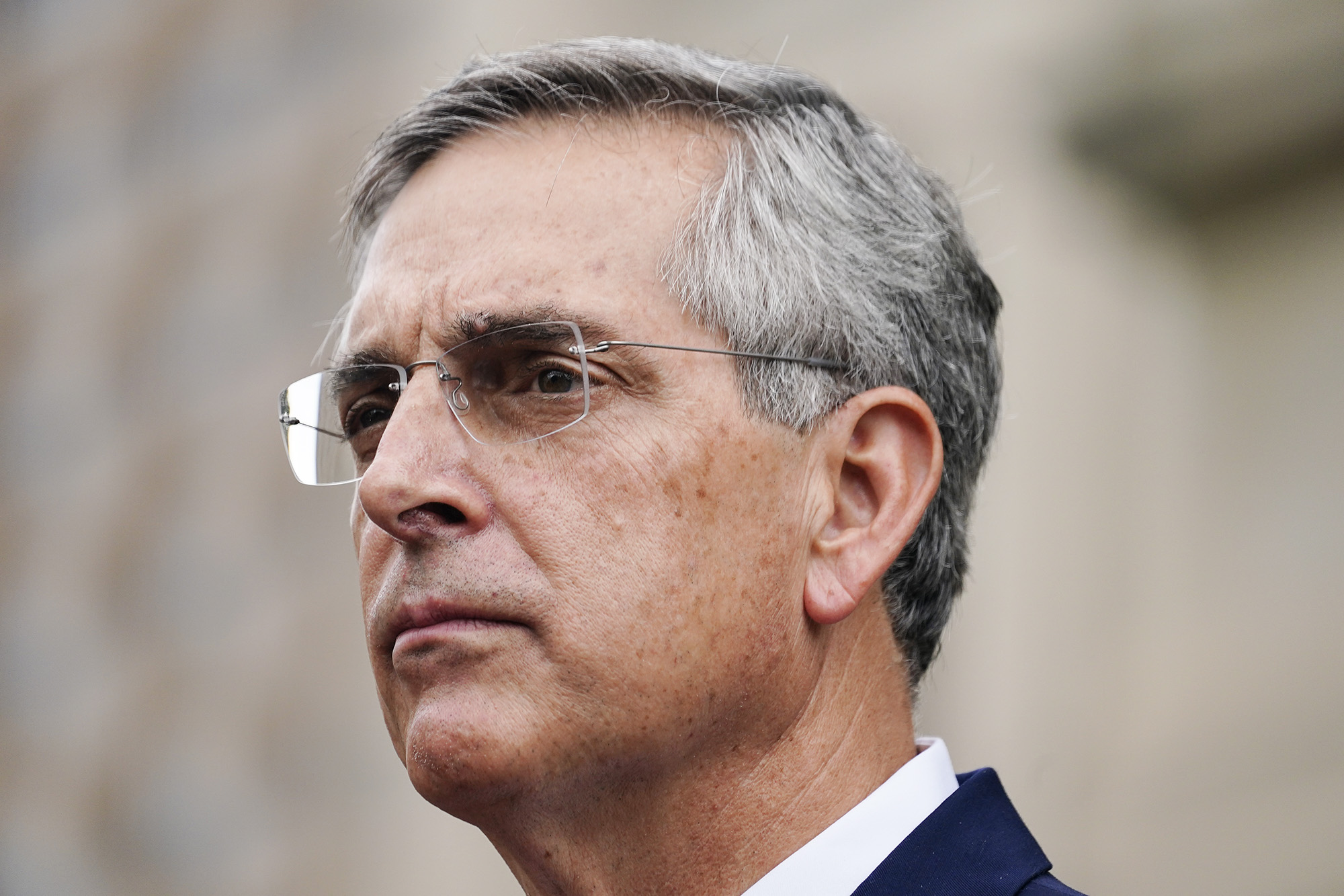 Georgia Secretary of State Brad Raffensperger speaks during a news conference in Atlanta, on November 11. 