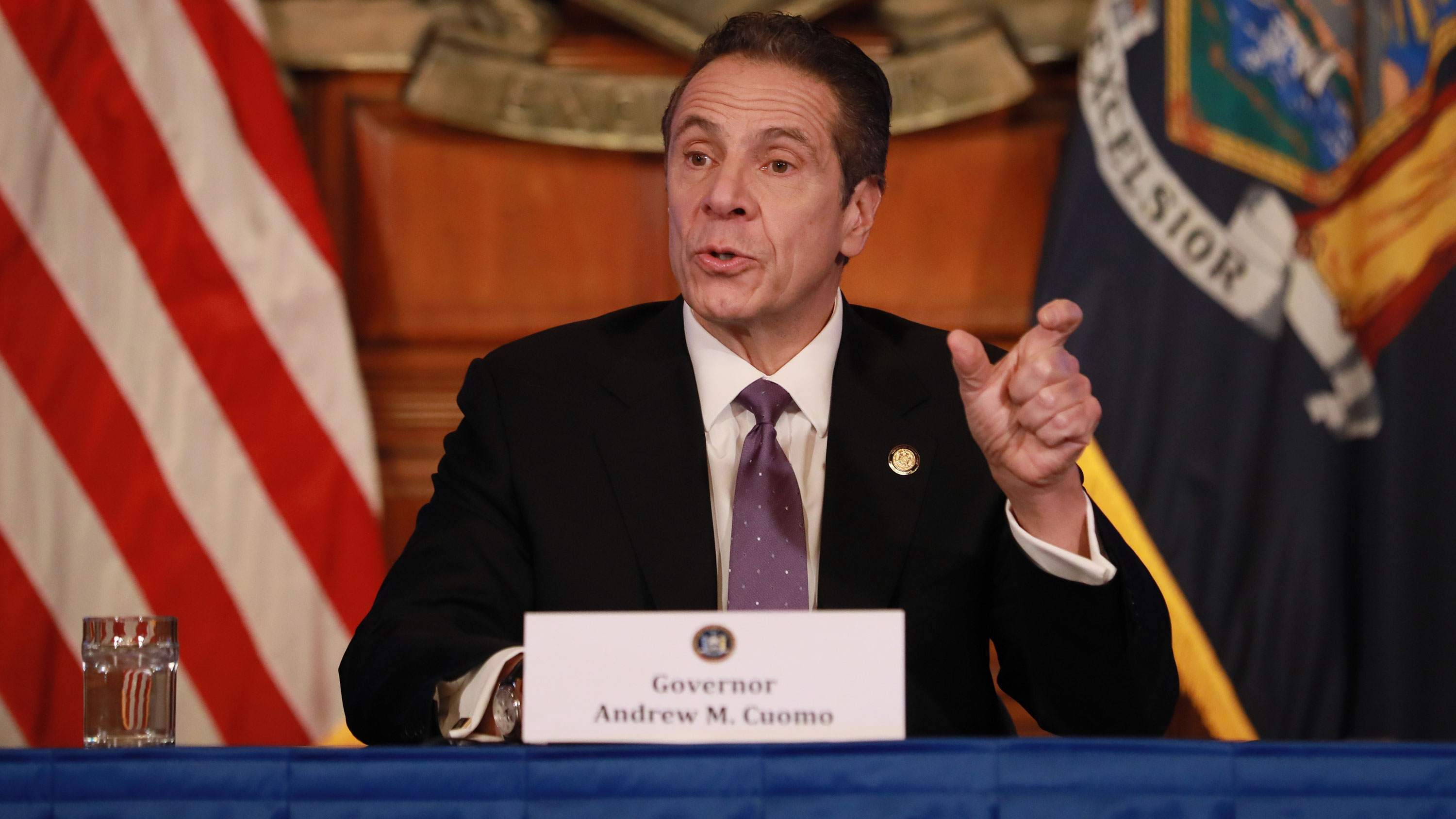 New York Governor Andrew Cuomo at a press conference on April 17.