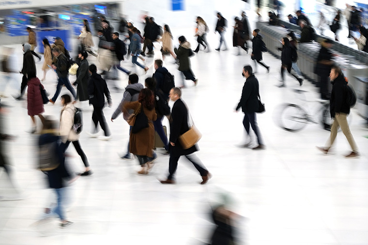 Commuters arrive into the Oculus station and mall in Manhattan on November 17 in New York City. 