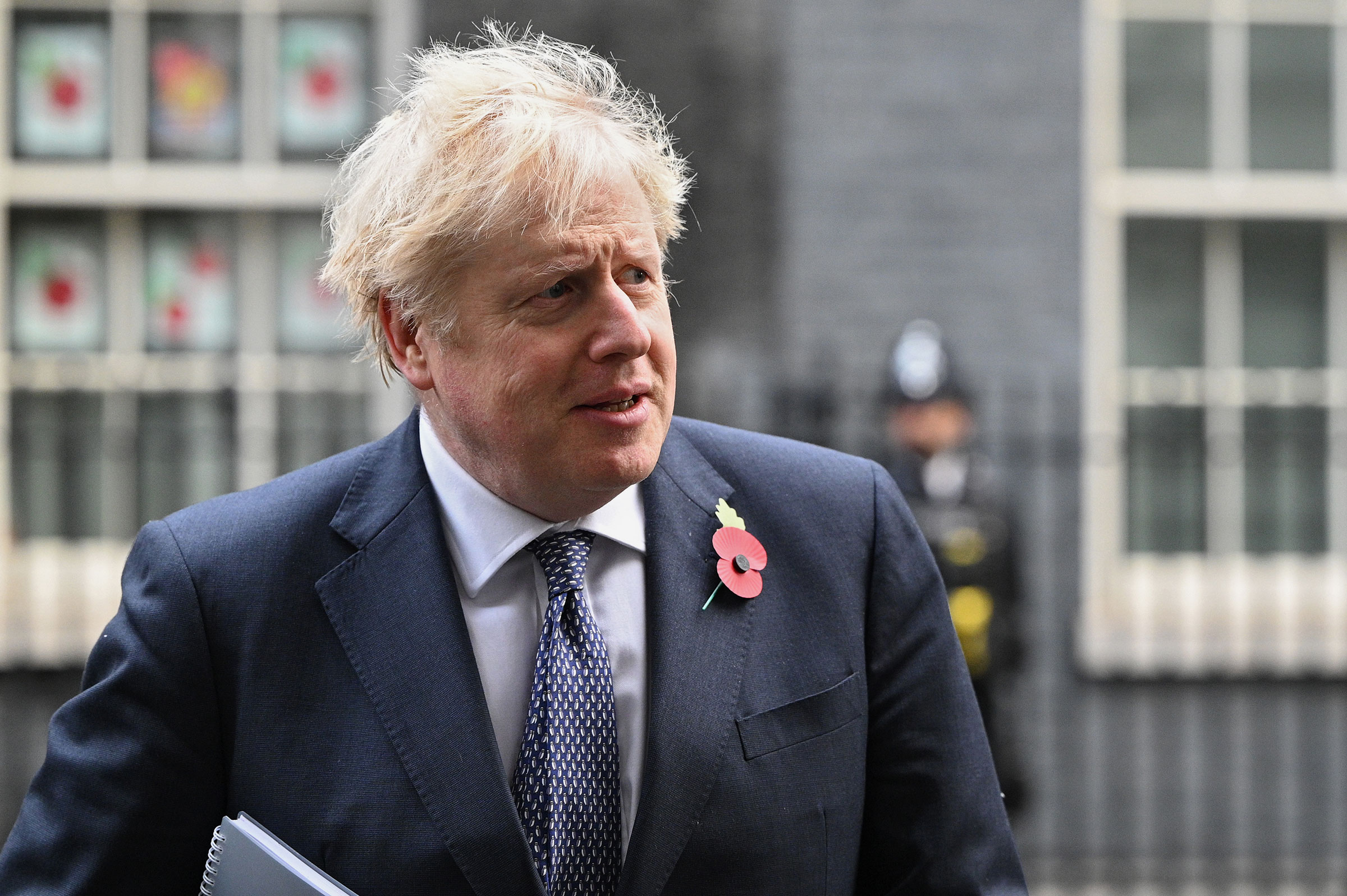 British Prime Minister Boris Johnson leaves 10 Downing Street on November 10 in London, England.