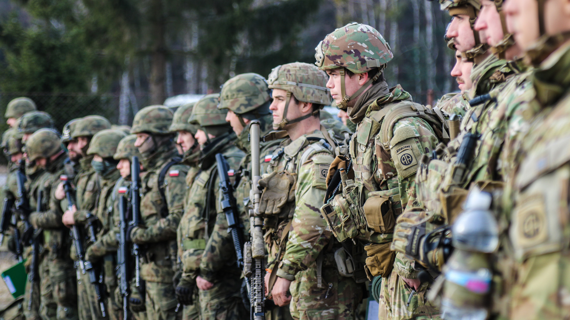 U.S. Army Paratroopers assigned to the 3rd Brigade Combat, 82nd Airborne Division prepare to train with their Polish Allies in Nowa Deba, Poland on March 3.