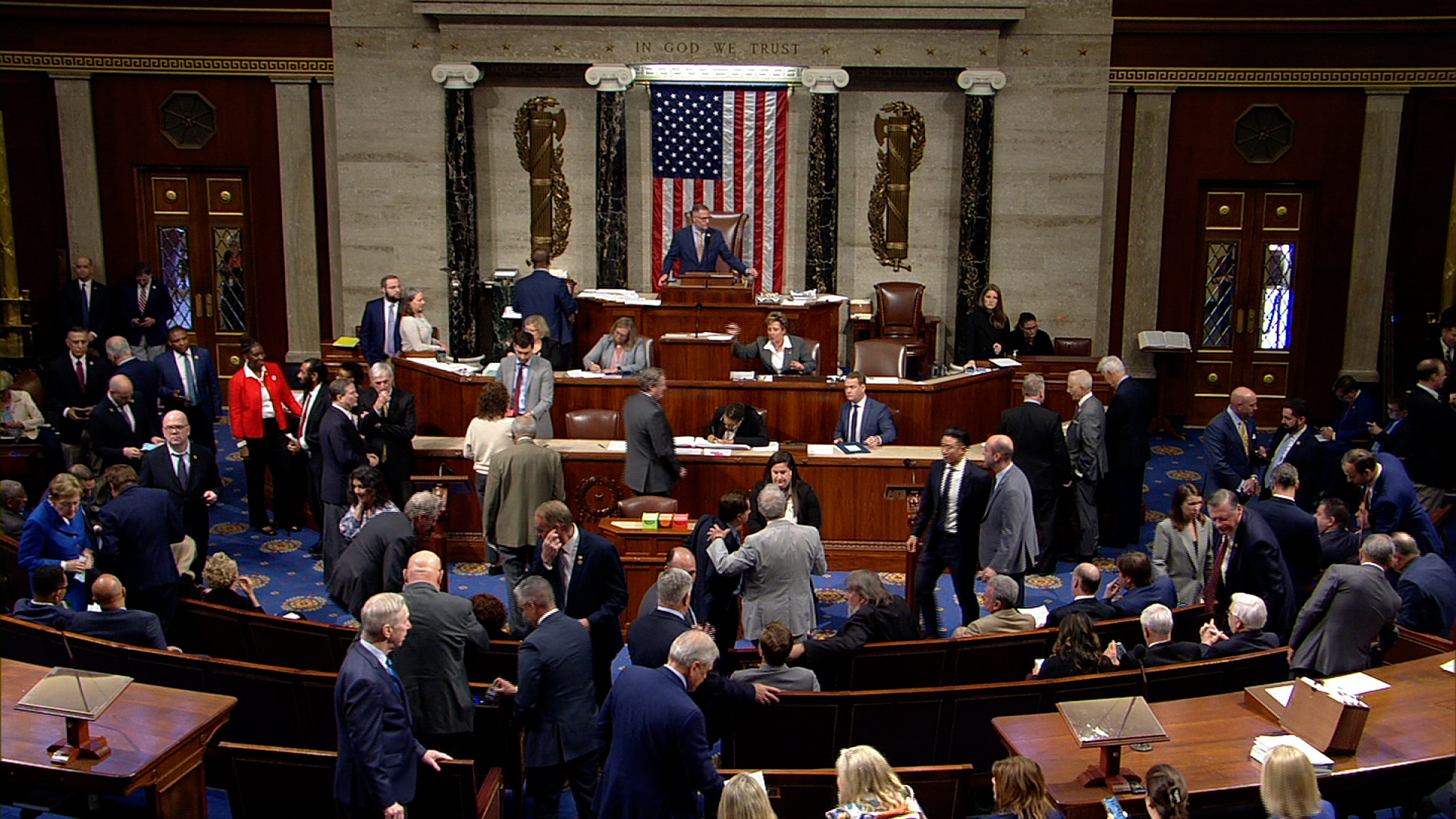 Members of the United States Congress are pictured during voting in the House Chamber in Washington, DC, on April 20.