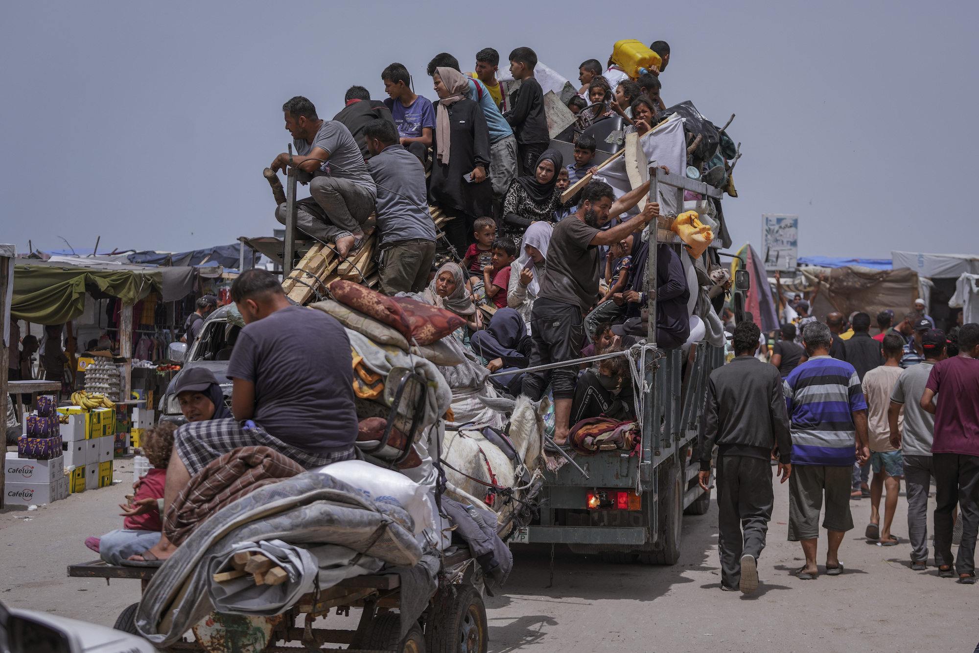 Palestinians fleeing southern Rafah on Tuesday.