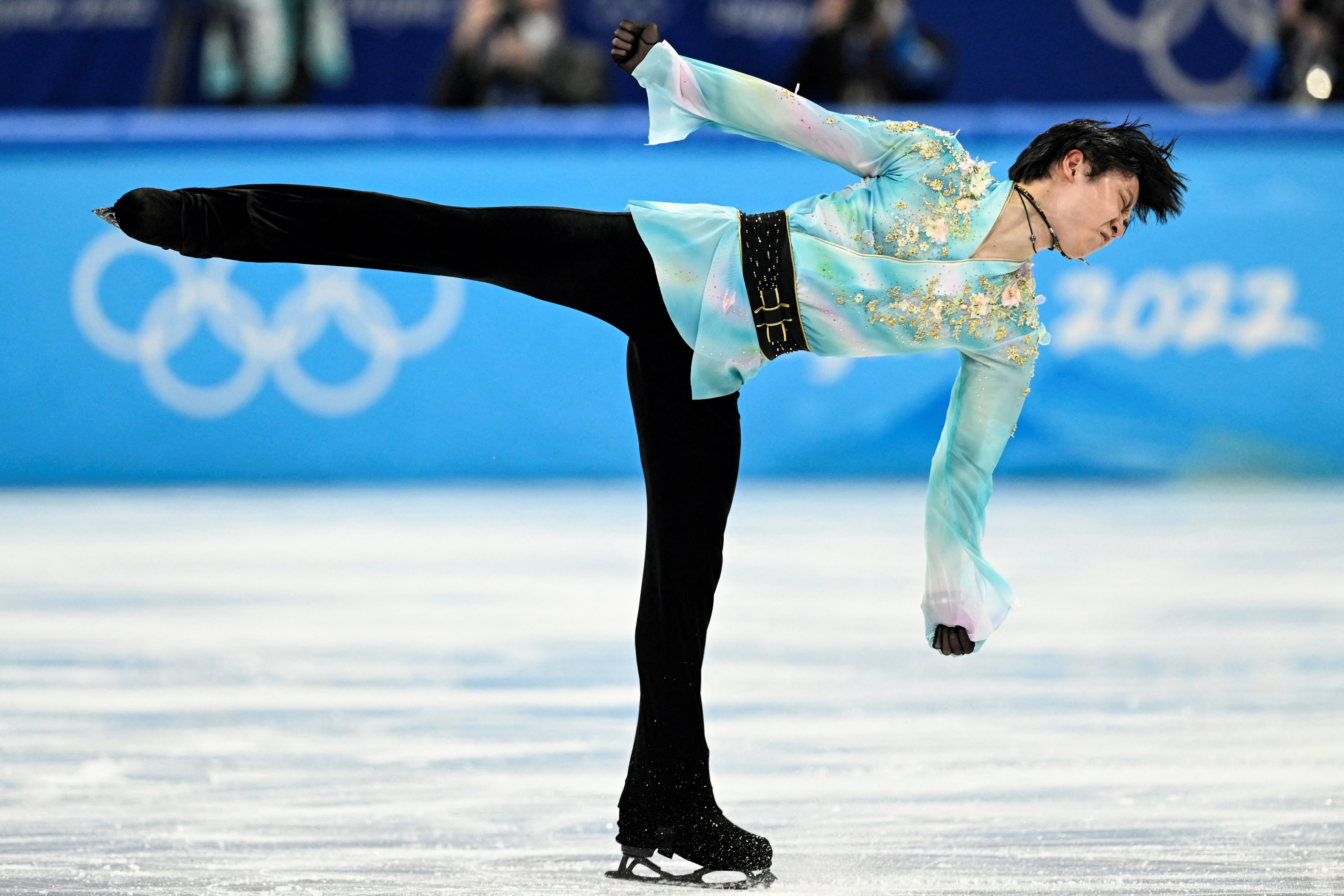 Hanyu competes in the men's singles free skating event on February 10.