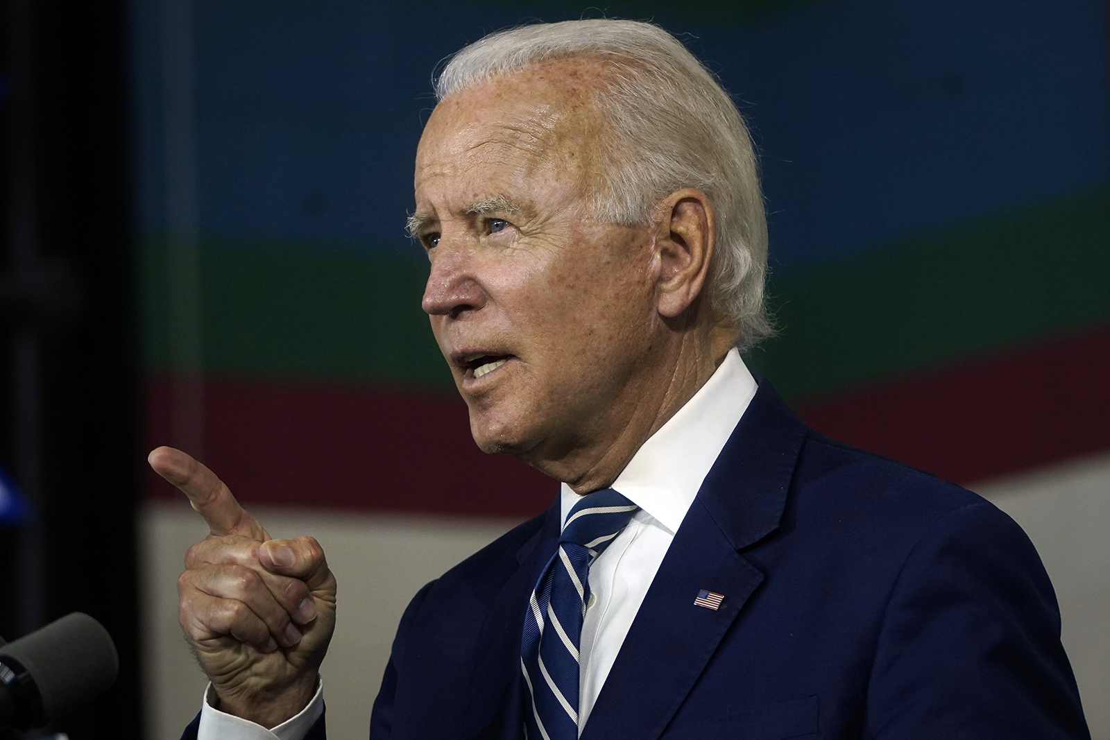 Democratic presidential candidate former Vice President Joe Biden speaks about economic recovery during a campaign event at Colonial Early Education Program at the Colwyck Center on July 21 in New Castle, Delaware.