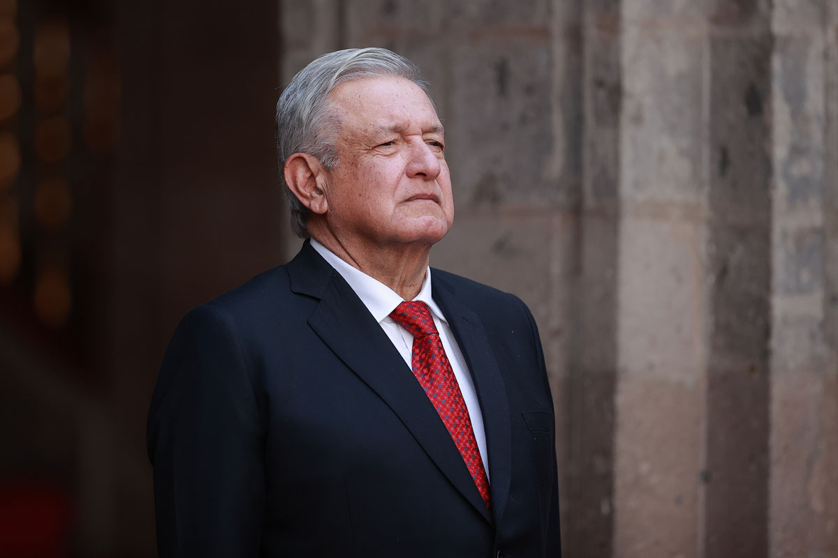 Mexican President Andres Manuel Lopez Obrador watches during a ceremony at the Palacio Nacional in Mexico City, Mexico, on February 23.