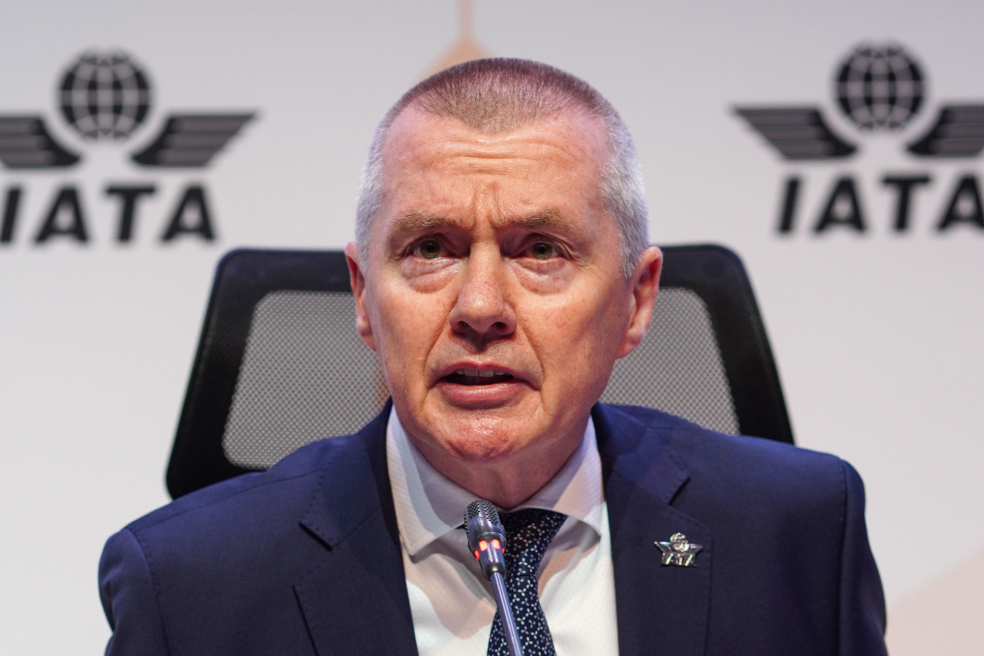 Willie Walsh, director general of the International Air Transport Association, speaks during the International Air Transport Association (IATA) annual general meeting in Istanbul, Turkey, on June 5.