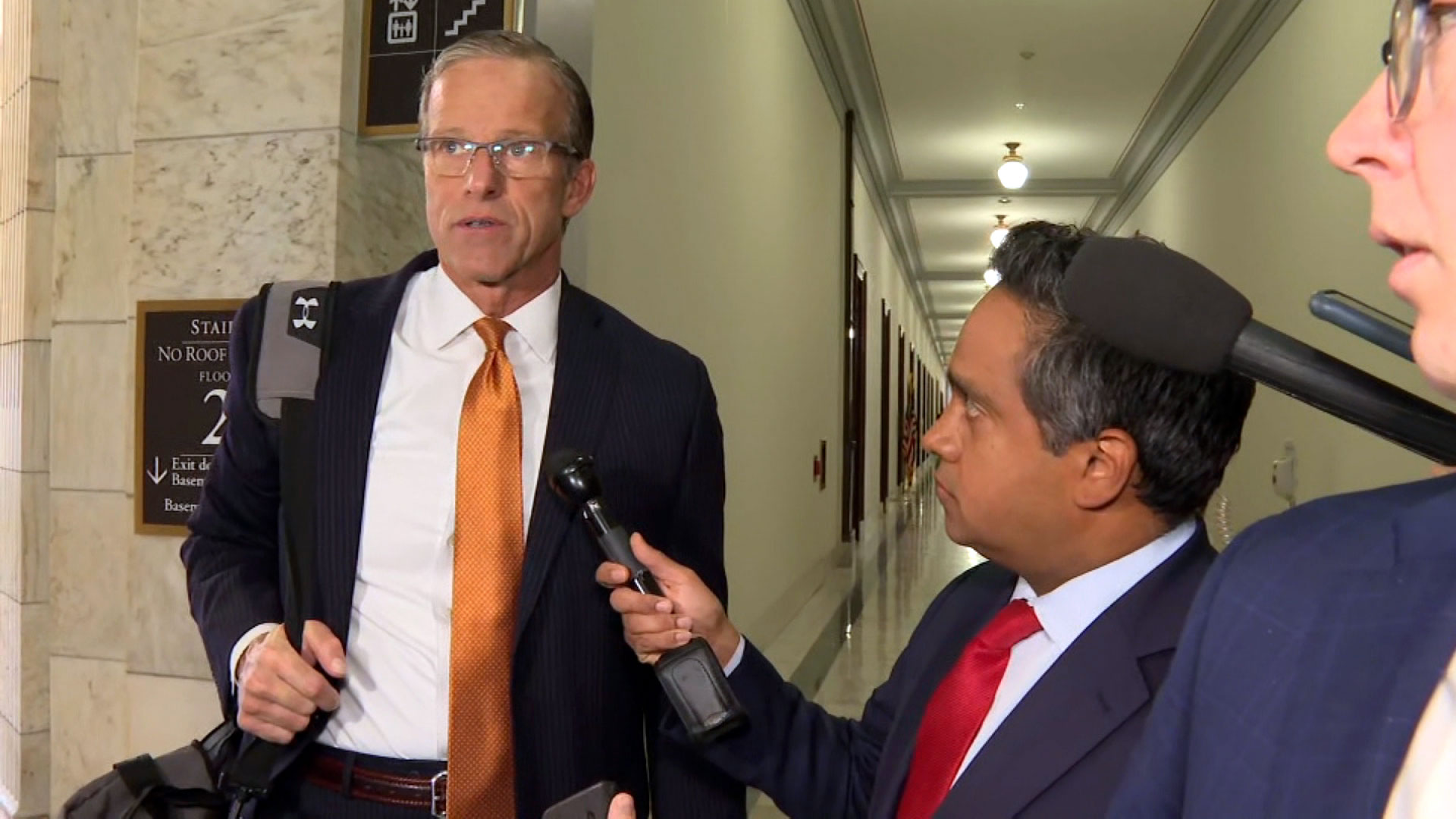 Senate GOP Whip John Thune talks to CNN's Manu Raju on Wednesday.