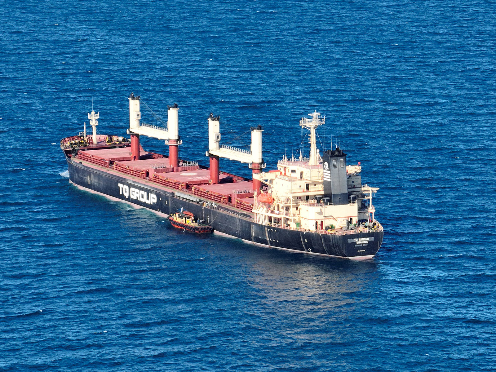Turkish-flagged bulker TQ Samsun, the last ship to leave Ukraine under the U.N.-brokered Black Sea grain deal, is seen in the Black Sea, north of Bosphorus Strait, off Istanbul, Turkey on Monday, July 17. 