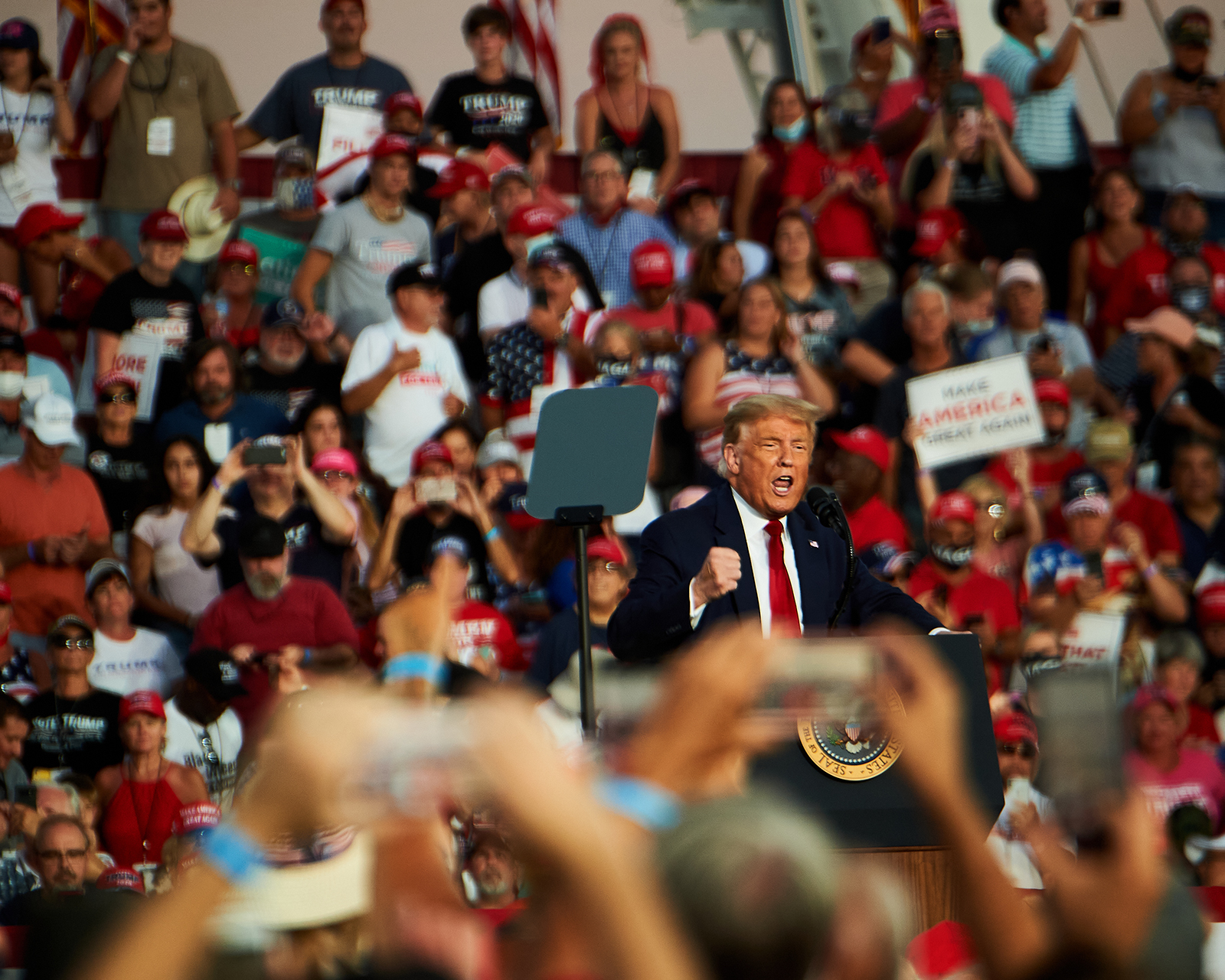 President Donald Trump speaks during a campaign rally in Sanford, Florida, on October 12.