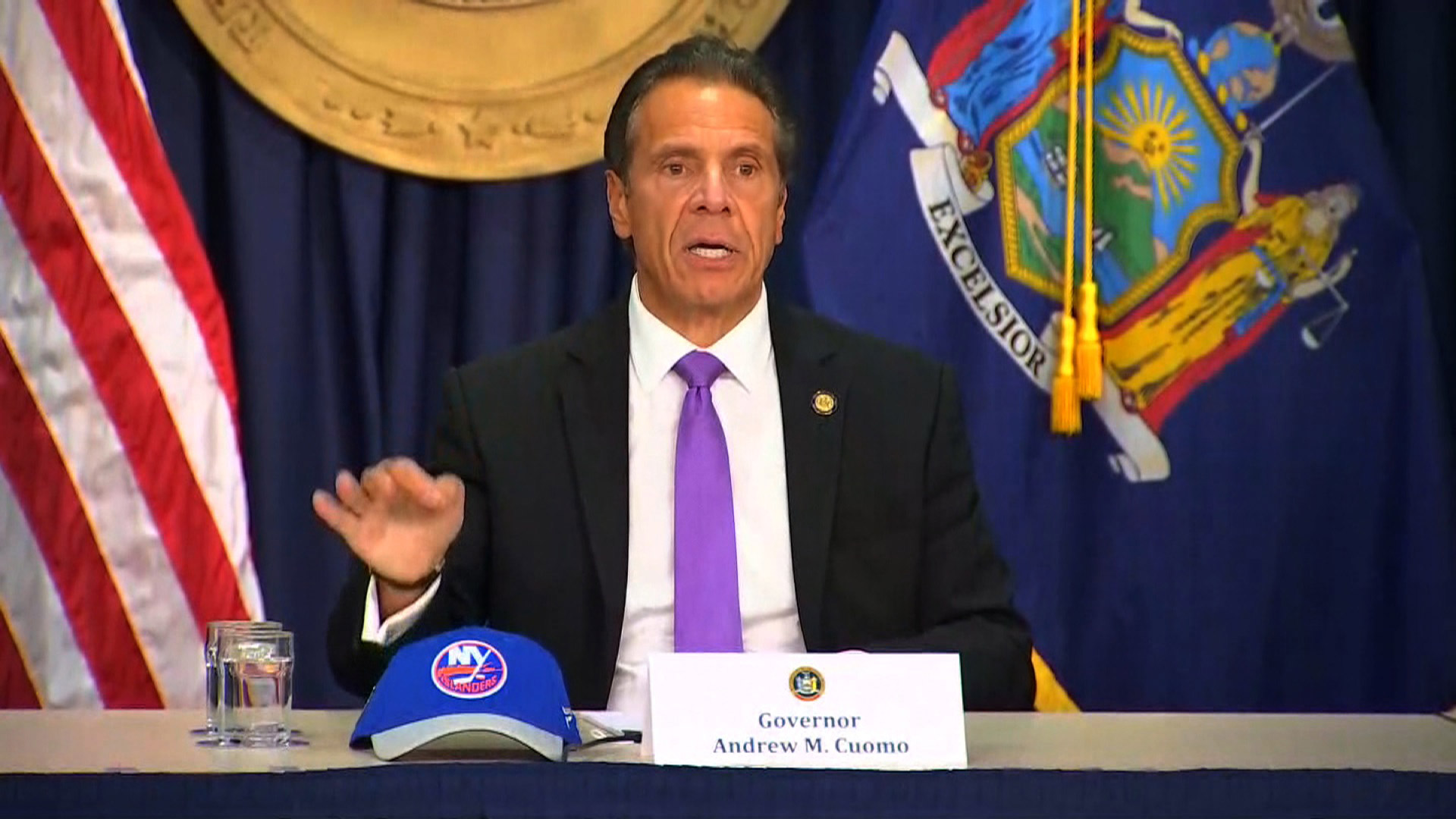 New York Gov. Andrew Cuomo speaks during a press briefing in New York on September 8.