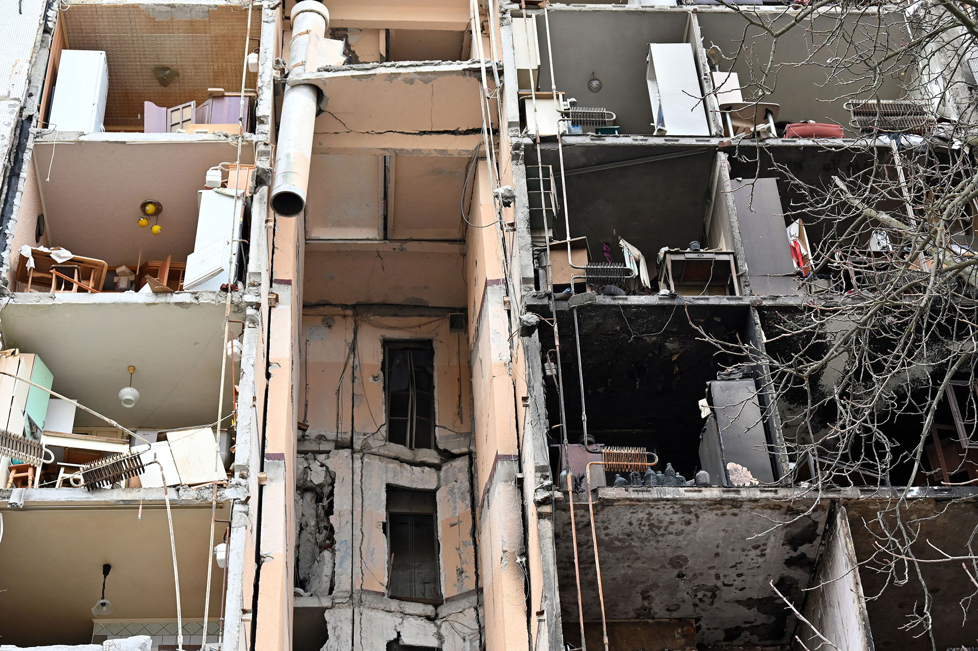 A building damaged after recent shelling in a northern part of Kharkiv, Ukraine, on April 5.