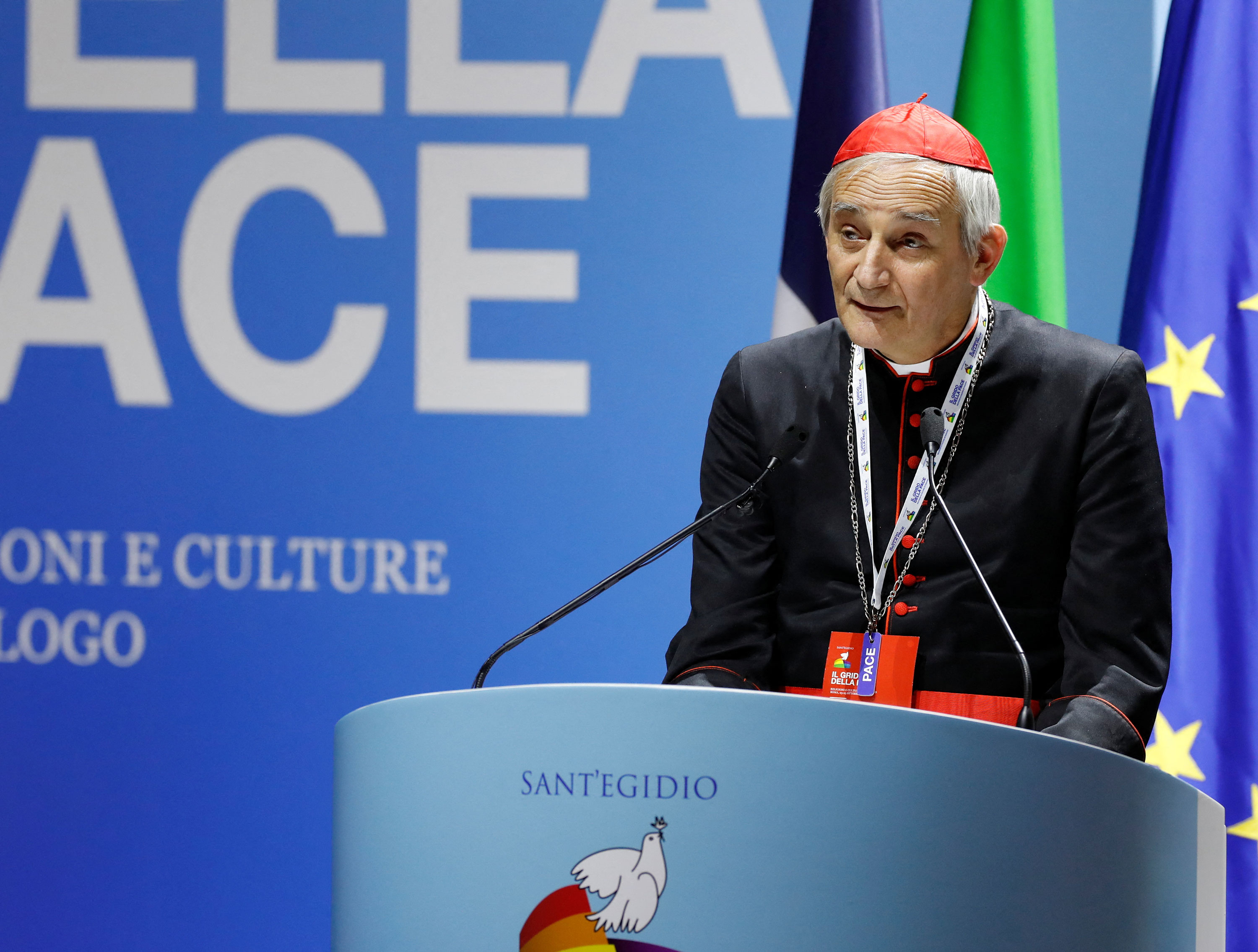 Cardinal Matteo Zuppi speaks at the opening of the inter-religious meeting "The Cry of Peace" in Rome on October 23, 2022. 