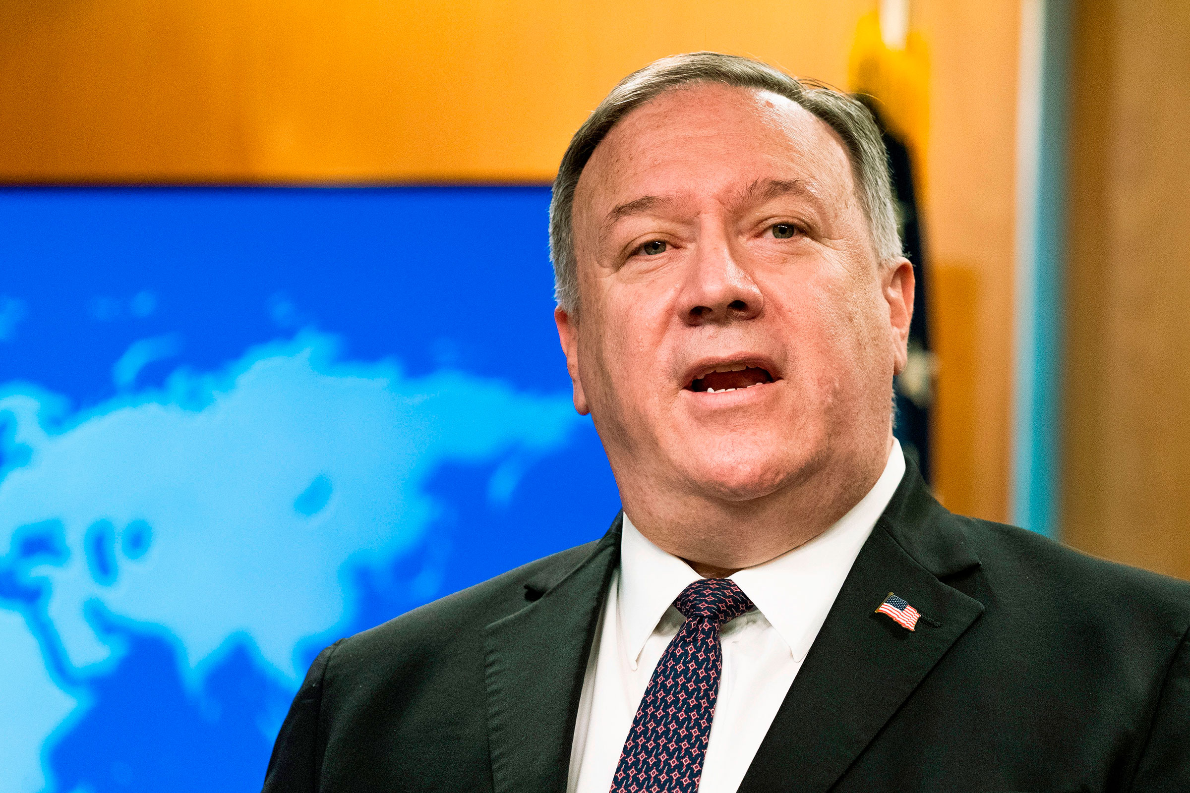 Secretary of State Mike Pompeo speaks during a news conference at the State Department, October 14 in Washington, DC. 