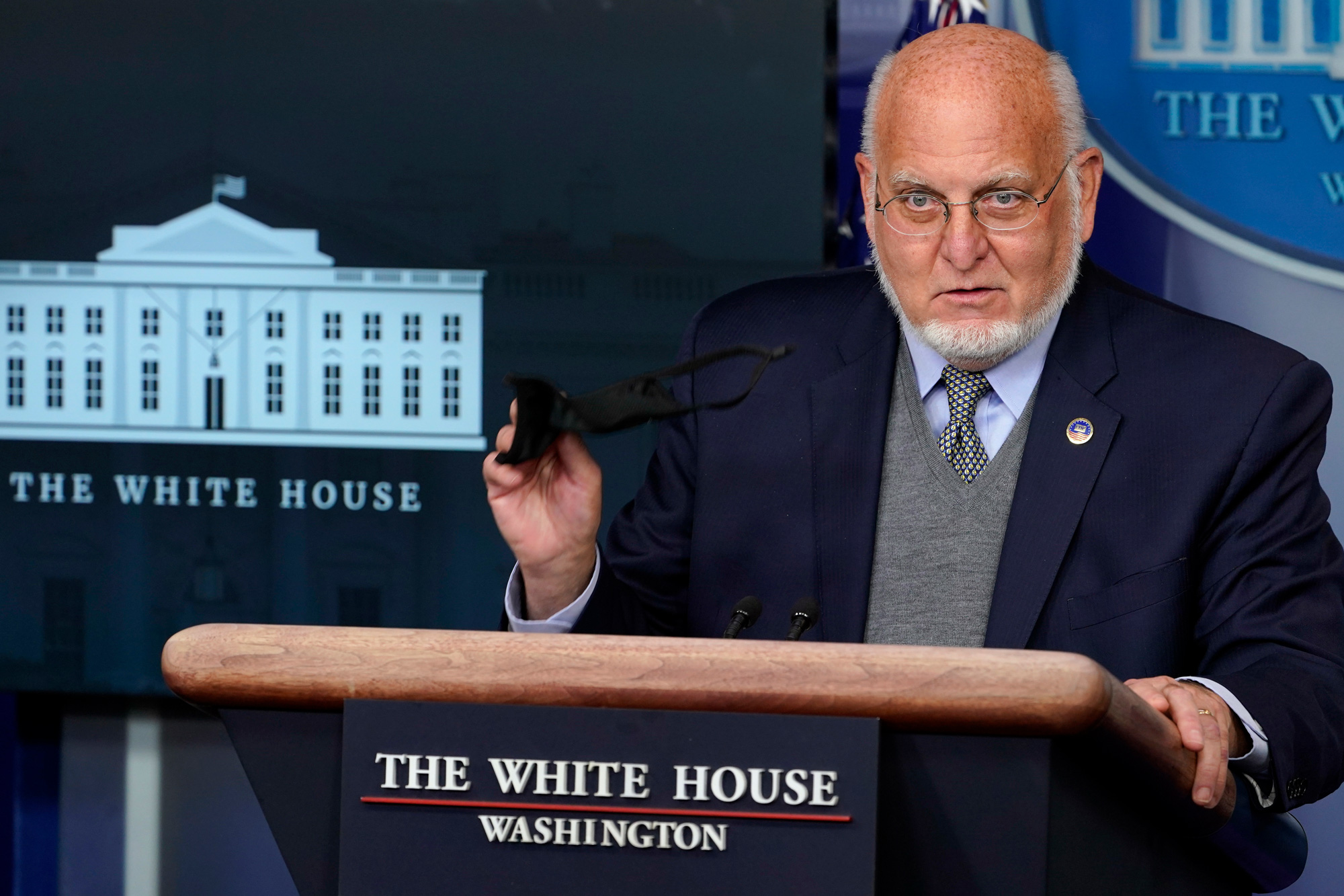 Centers for Disease Control and Prevention Director Dr. Robert Redfield speaks during a news conference with the coronavirus task force at the White House in Washington, DC, on November 19.