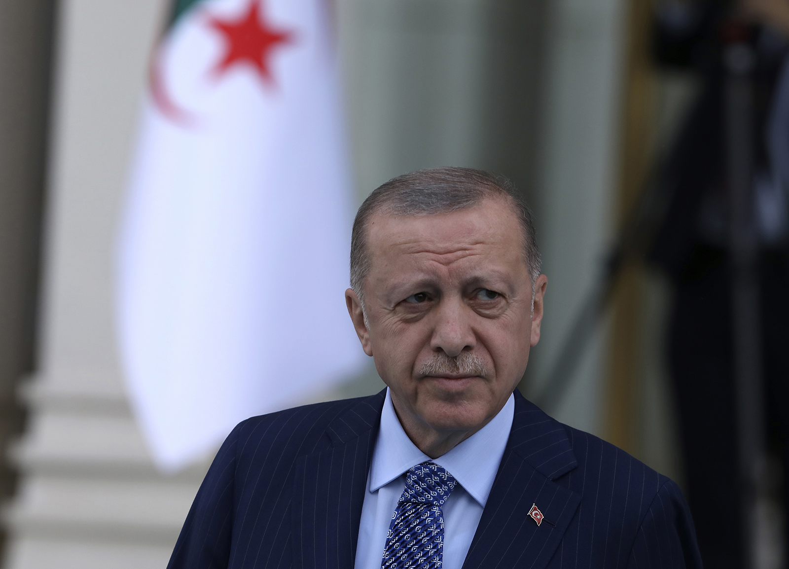 Turkey's President Recep Tayyip Erdogan arrives for a ceremony in Ankara, Turkey, on May 16.