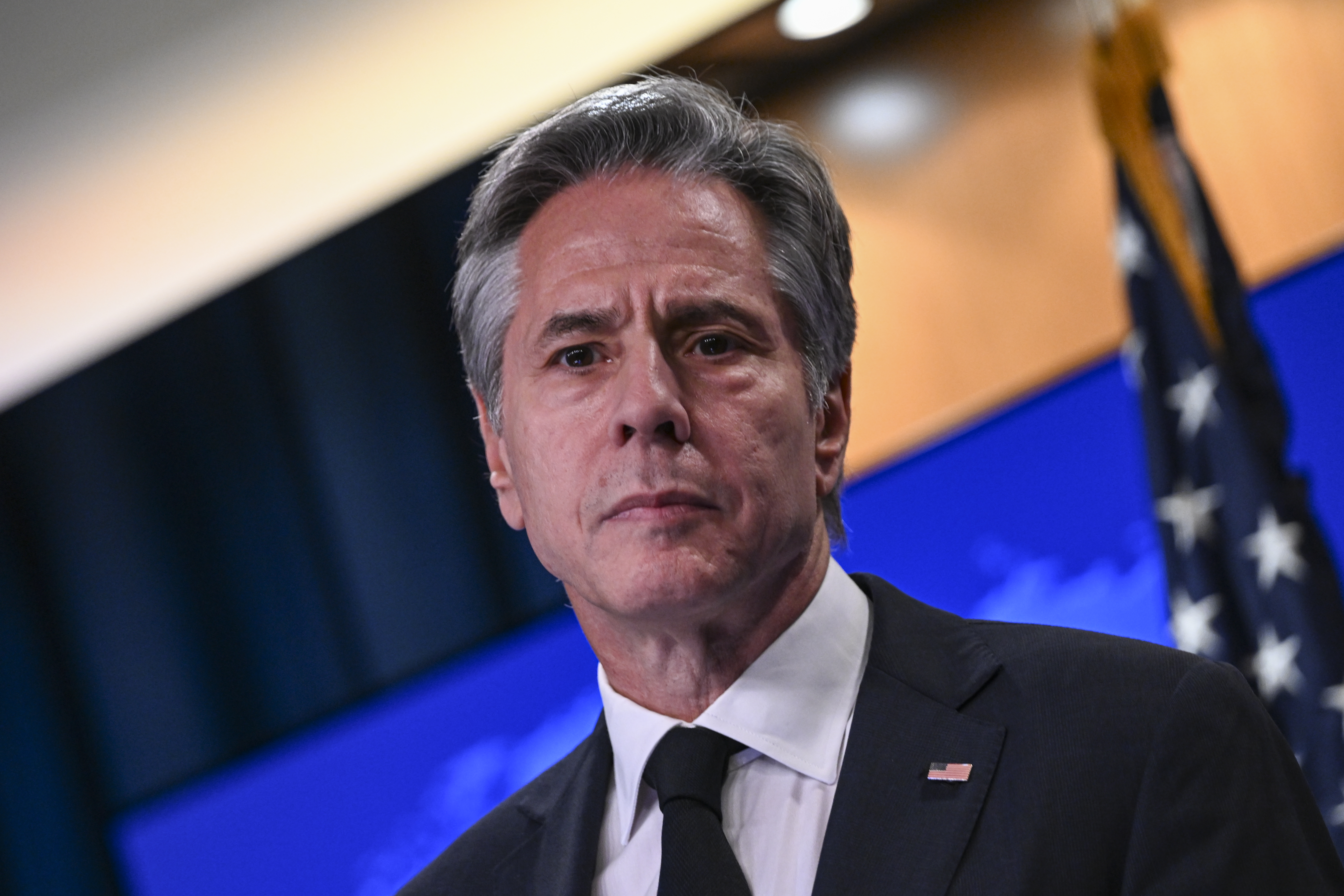 Antony Blinken attends a press conference in Washington, on July 17.