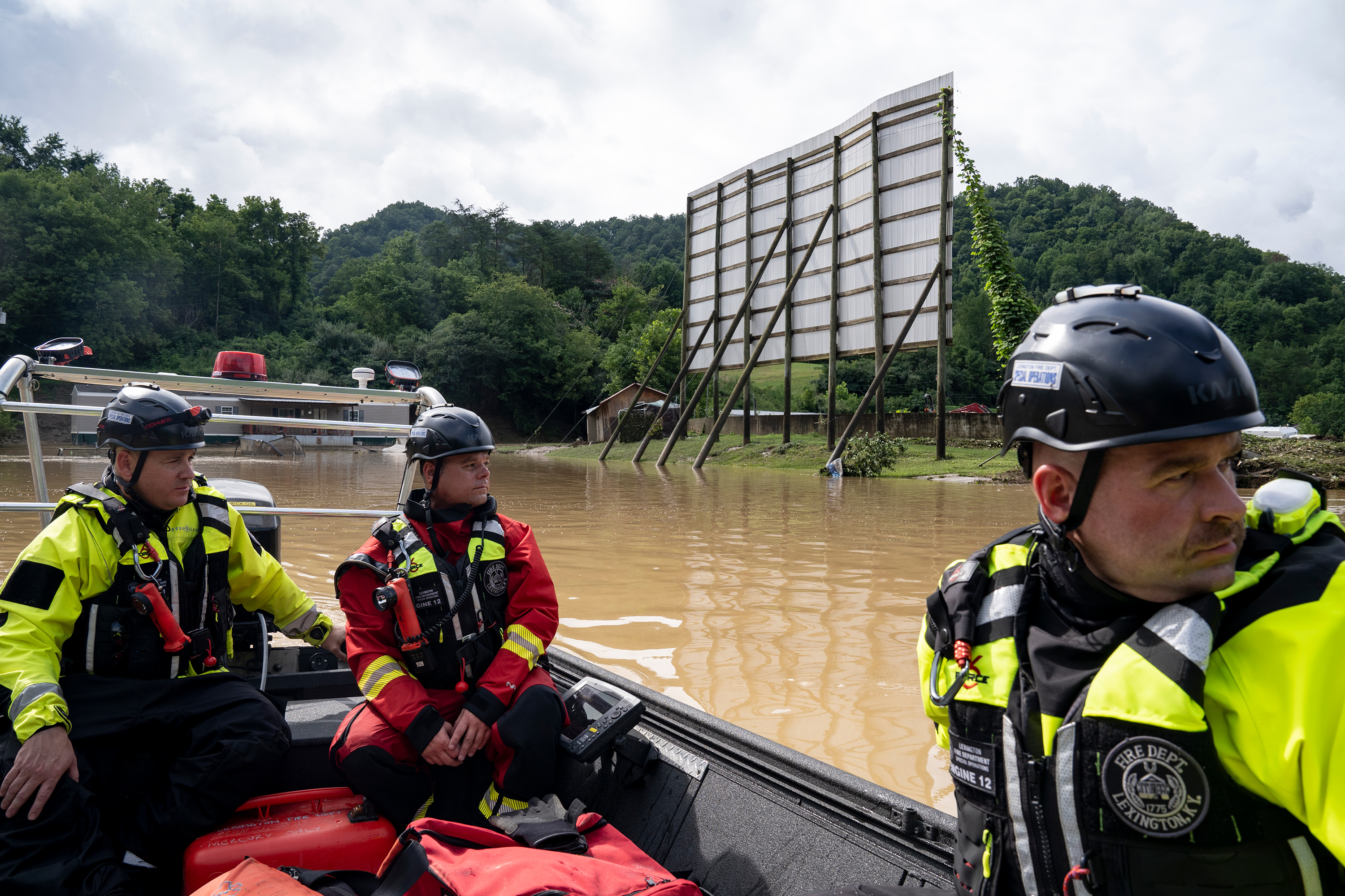 Lexington Firefighters conduct search and rescue in Lost Creek, Kentucky on July 29. 