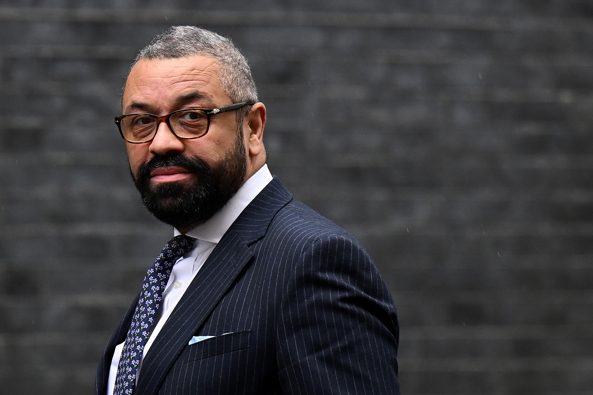 Foreign Secretary James Cleverly arrives at Downing Street on March 28, in London, England. 