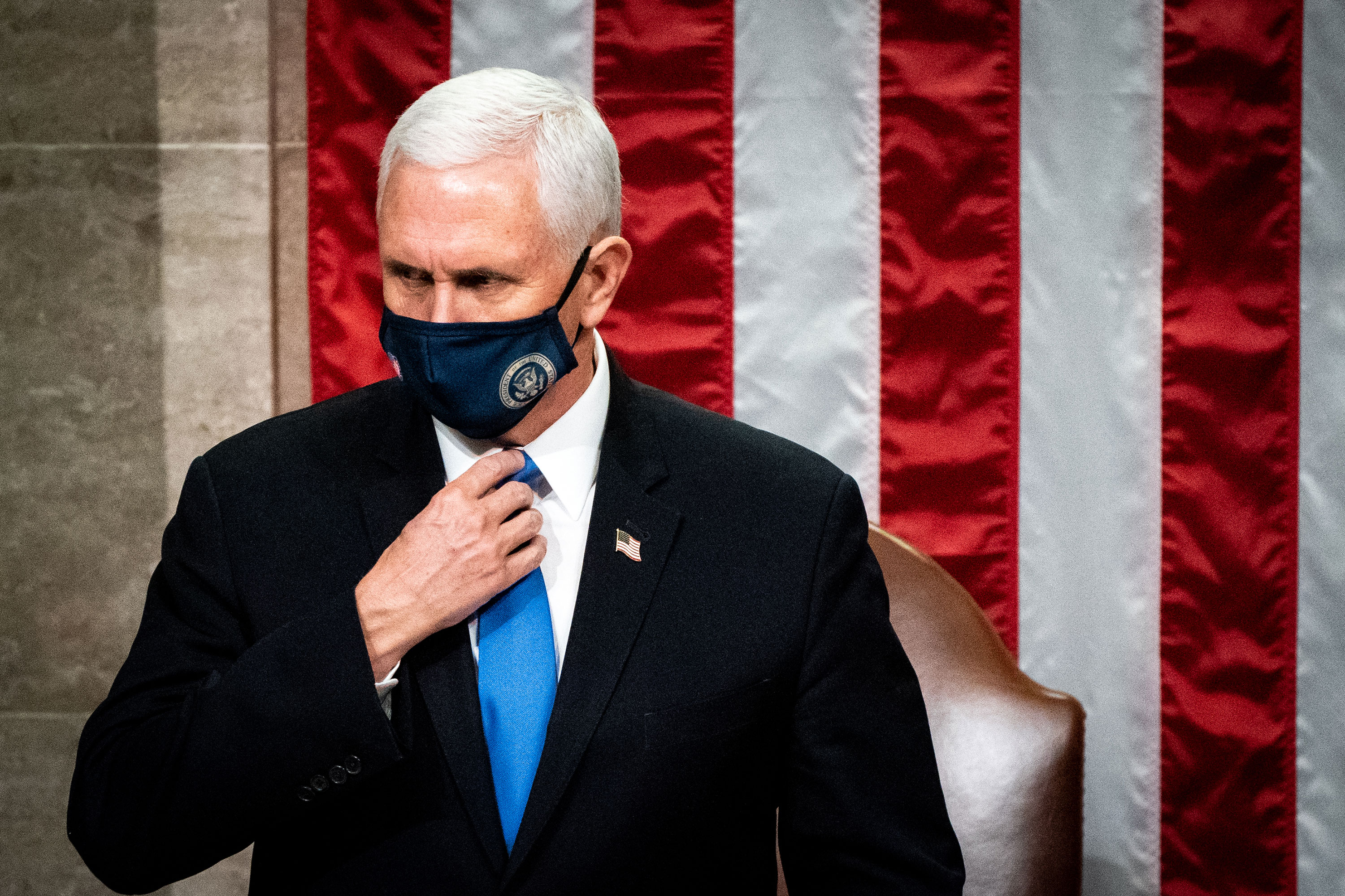 Vice President Mike Pence is seen presiding over the joint session of Congress on January 6.