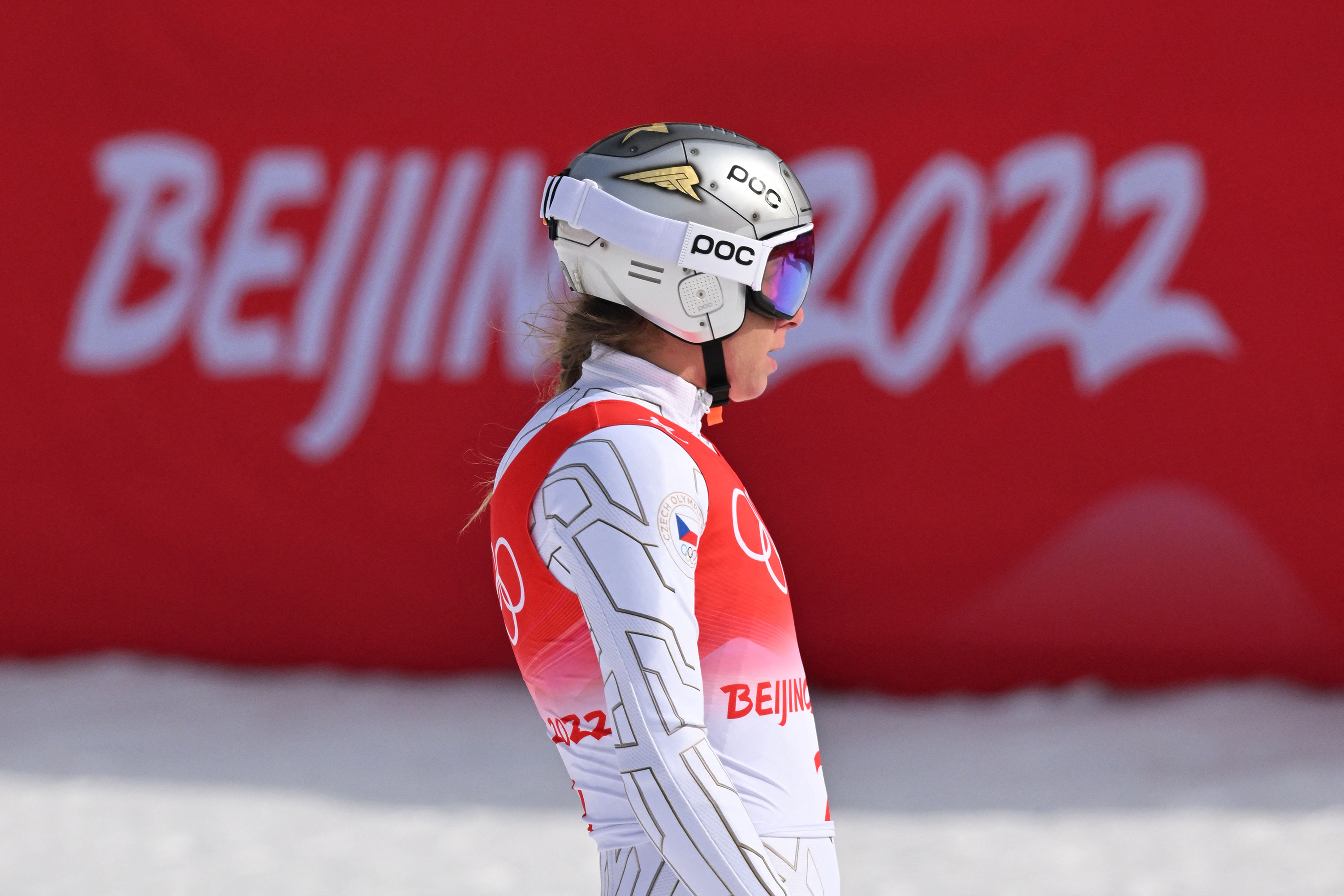 Czech Republic's Ester Ledecka competes in the alpine skiing women's super-G final on Friday.