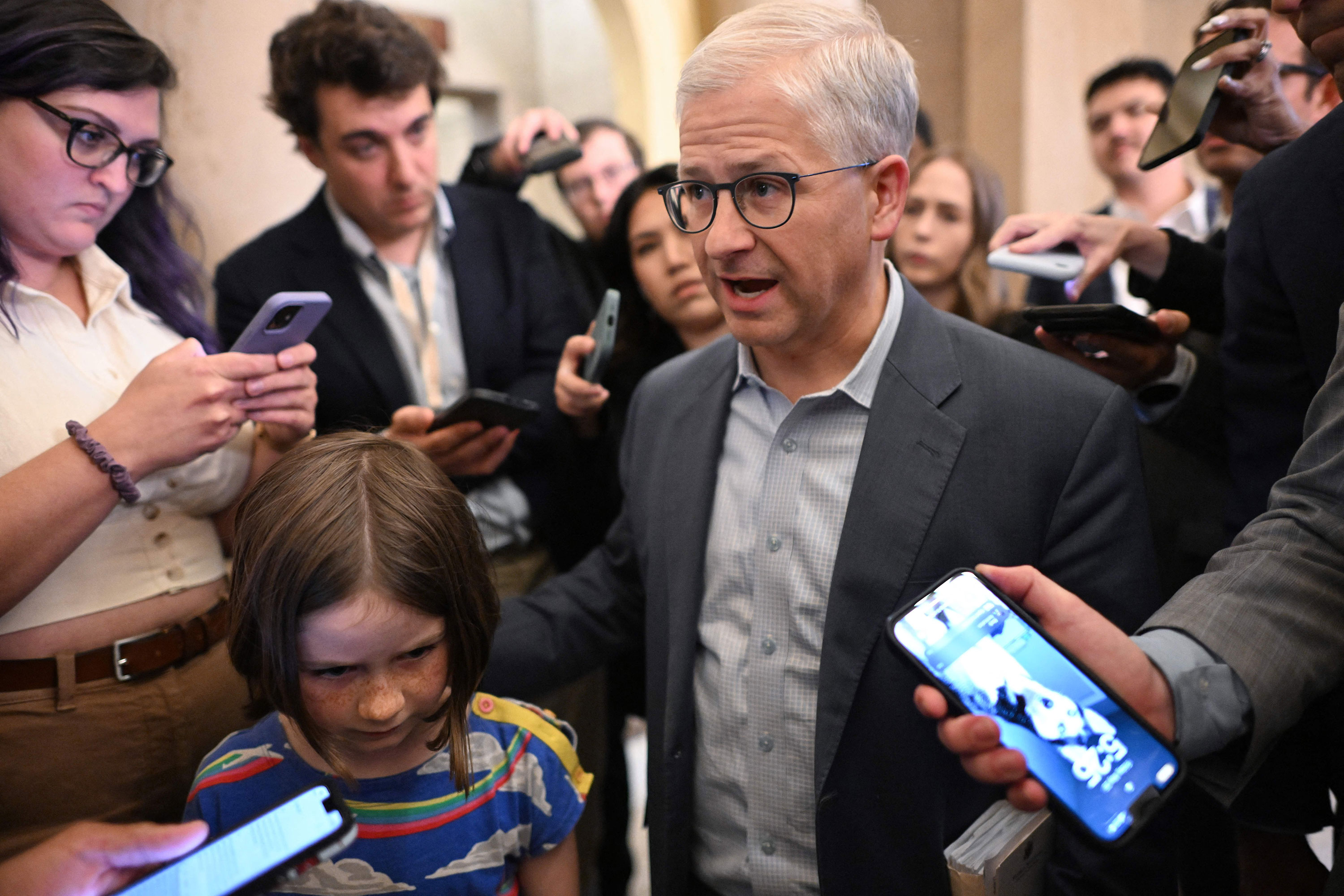 GOP negotiator Rep. Patrick McHenry speaks to reporters as he leaves the speaker's office in Washington, DC, on May 26. 