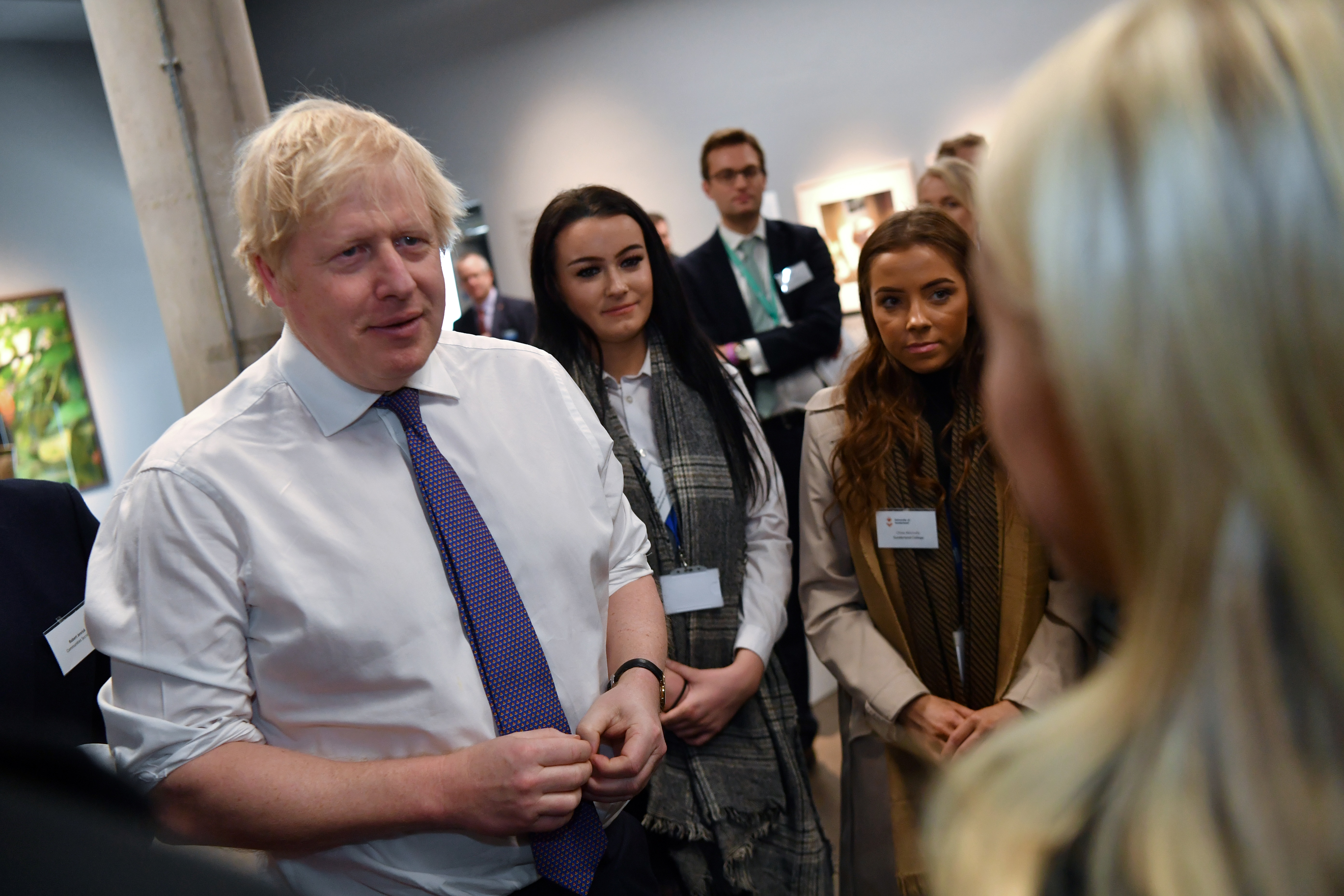 UK Prime Minister Boris Johnson meets local people in Sunderland before chairing a cabinet meeting there on Friday.