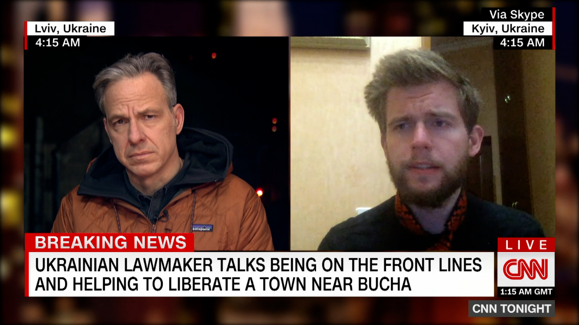 Ukrainian lawmaker Sviatoslav Yurash (right) speaks with CNN's Jake Tapper.