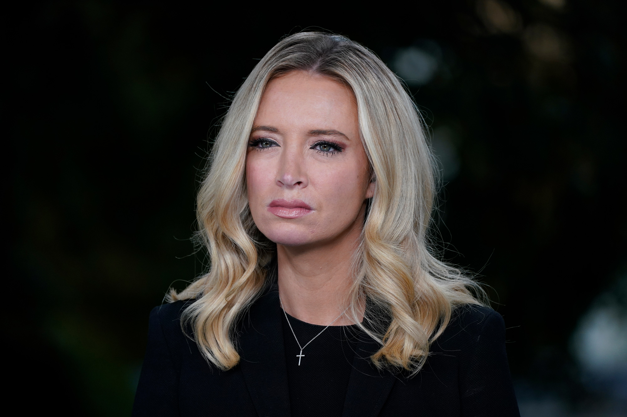 White House press secretary Kayleigh McEnany is interviewed by Fox News on October 4 at the White House in Washington, DC.