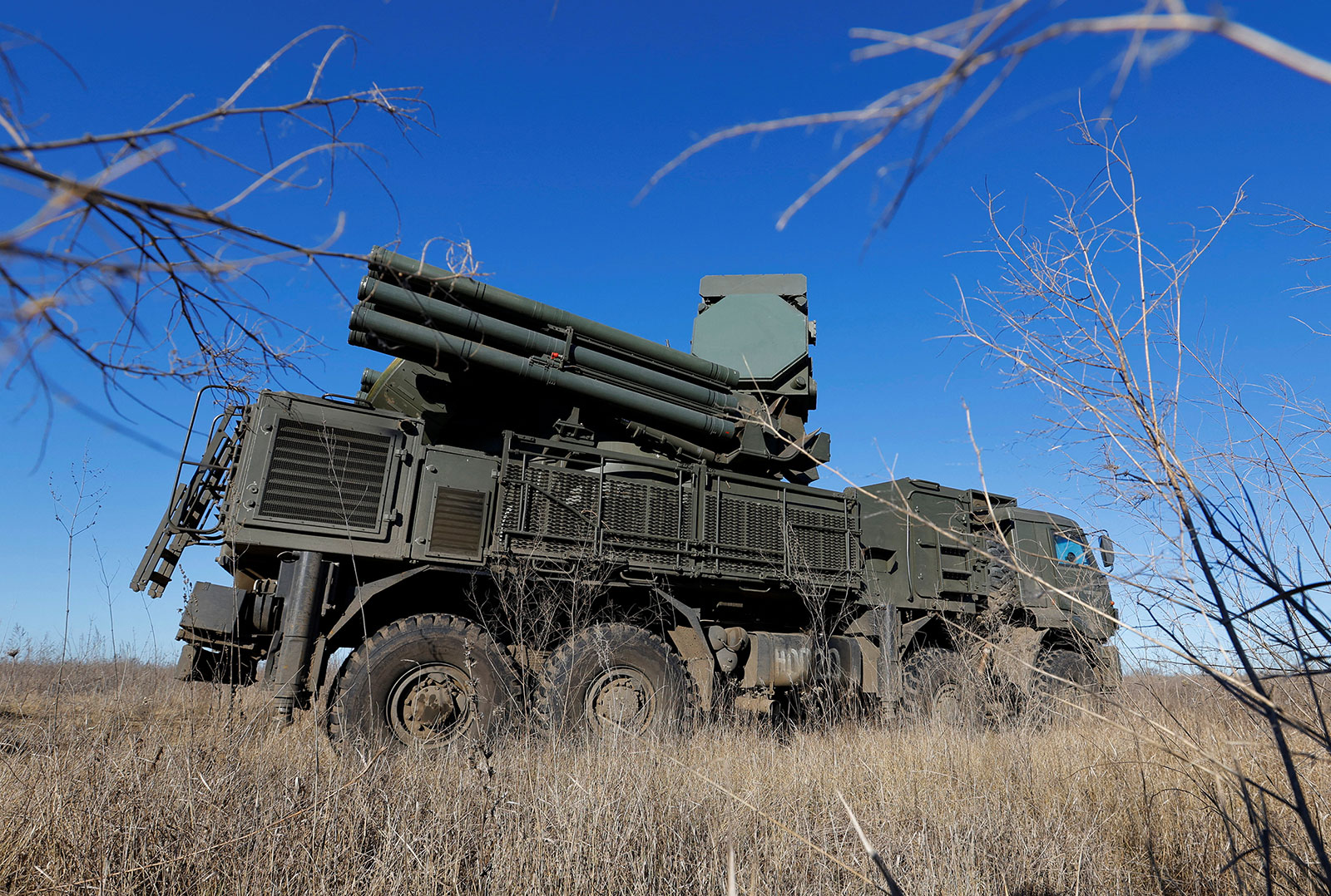 A Russian anti-aircraft missile system is seen in the Luhansk region of Ukraine on January 25.