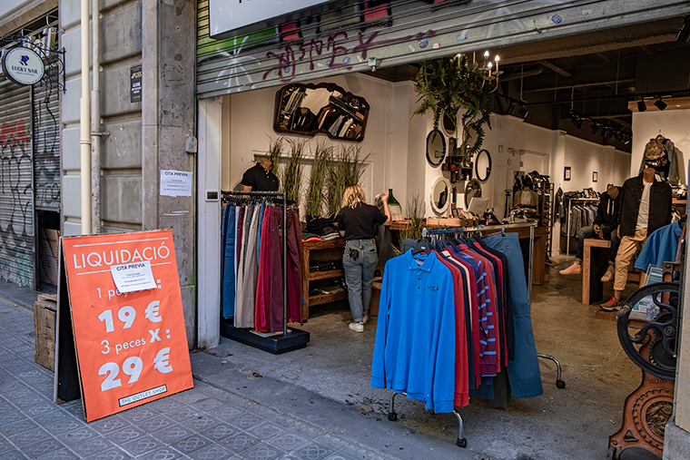 A clothing store is open to the public by appointment in Barcelona, on May 13. 