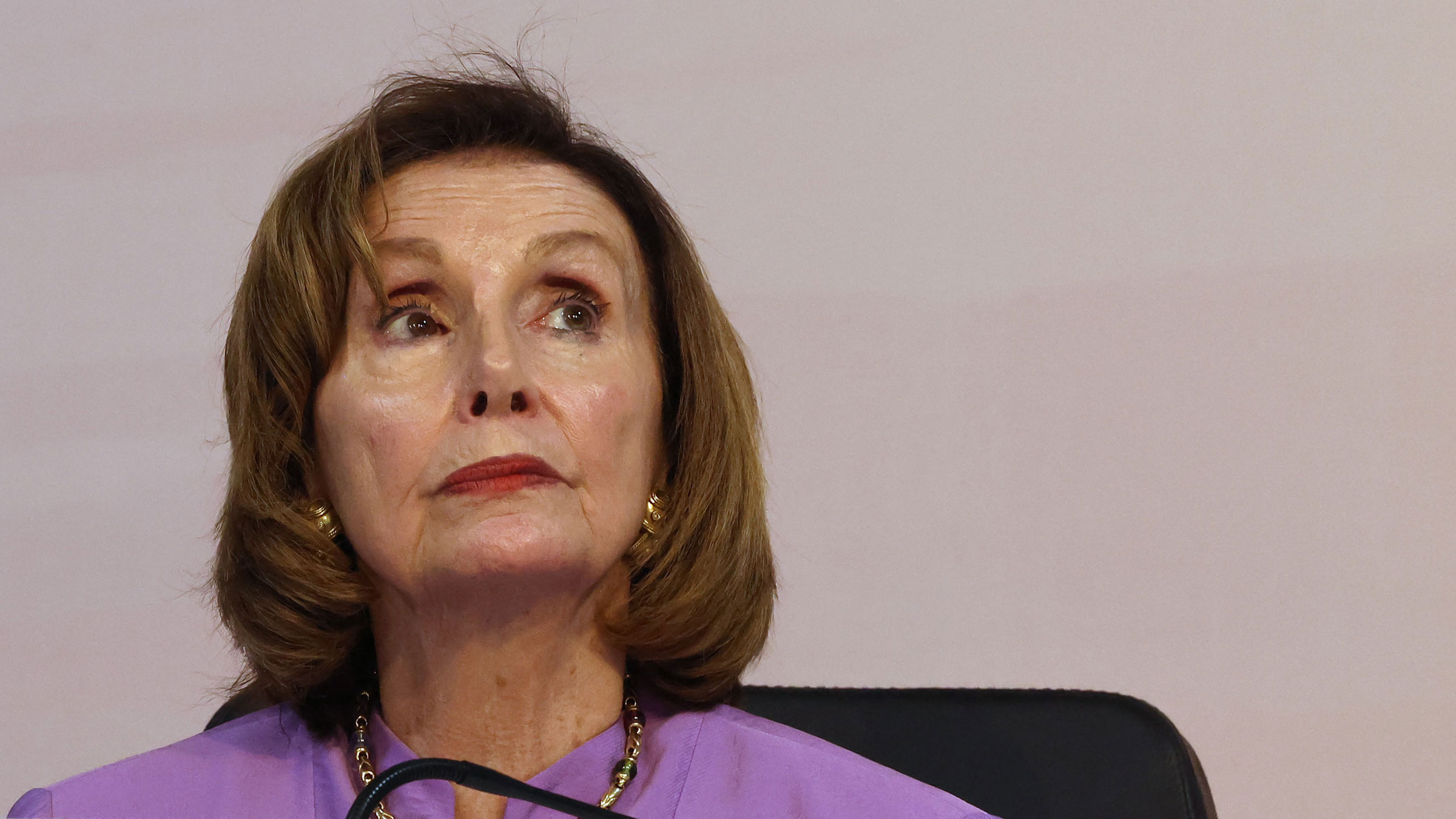 House Speaker Nancy Pelosi attends a news conference Friday while in Egypt for the COP27 summit.