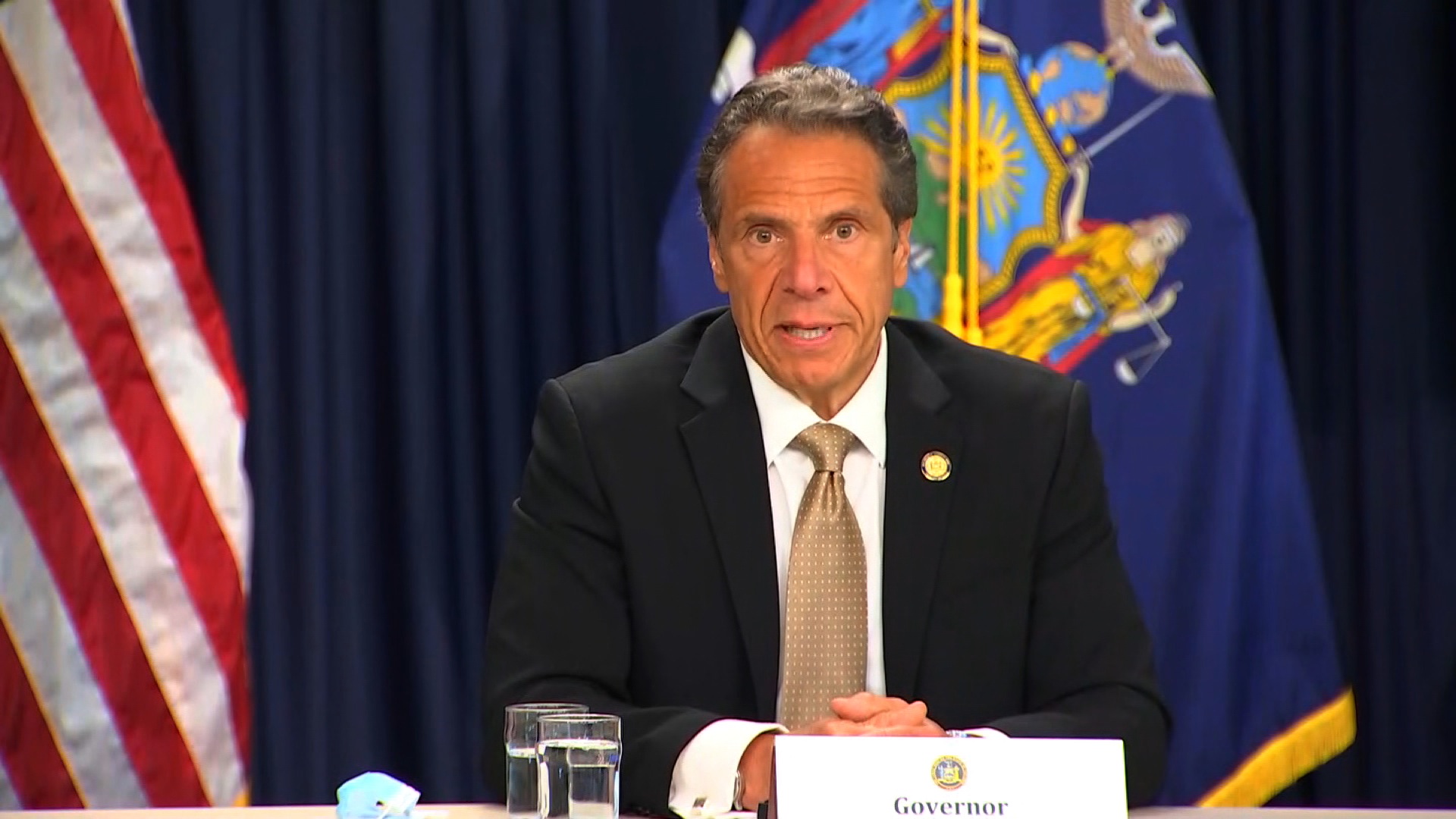 New York Gov. Andrew Cuomo speaks during a press conference on June 1.