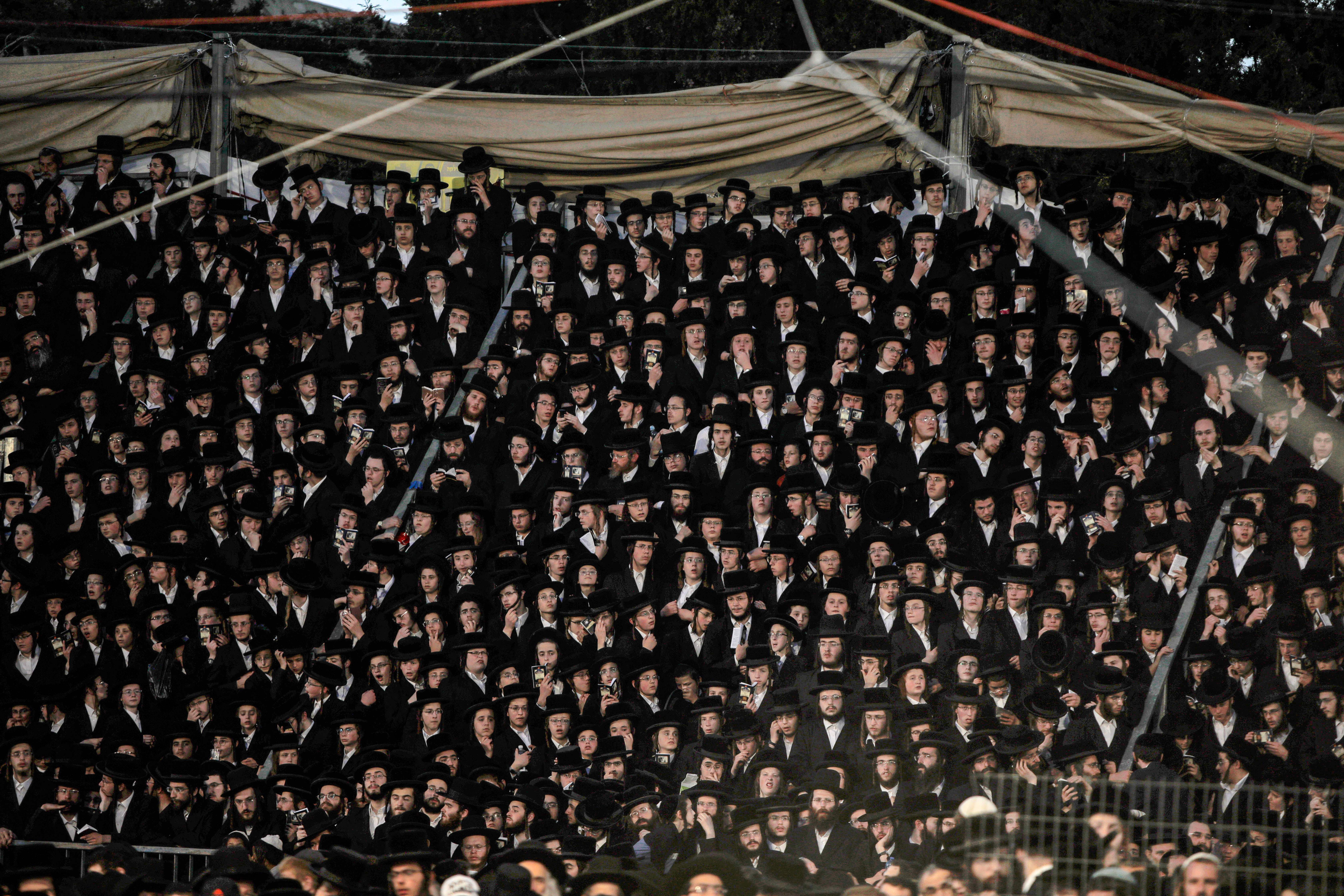 Ultra-Orthodox Jews gather at the grave site of Rabbi Shimon Bar Yochai at Mount Meron on Thursday. 