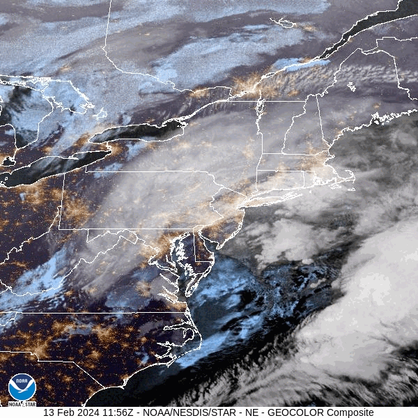 This satellite loop shows a nor'easter impacting the Northeast Tuesday morning.