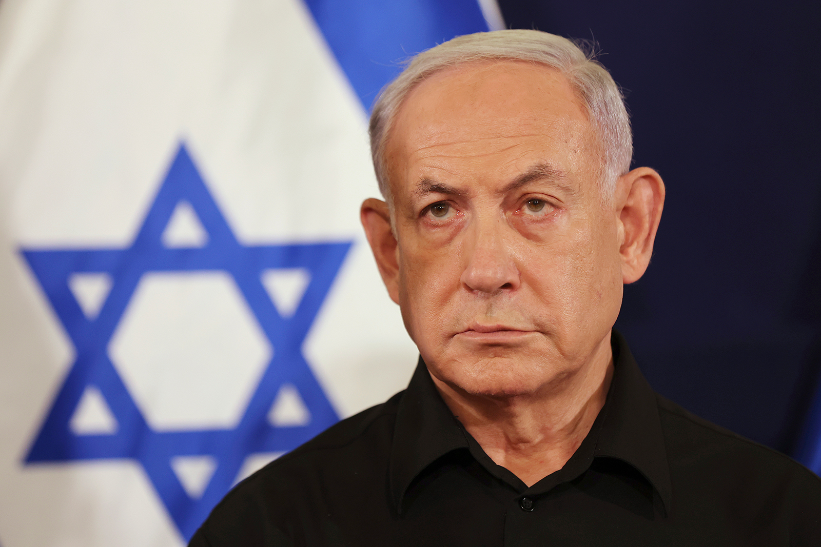 Benjamin Netanyahu attends a press conference in Tel Aviv, Israel on October 28.