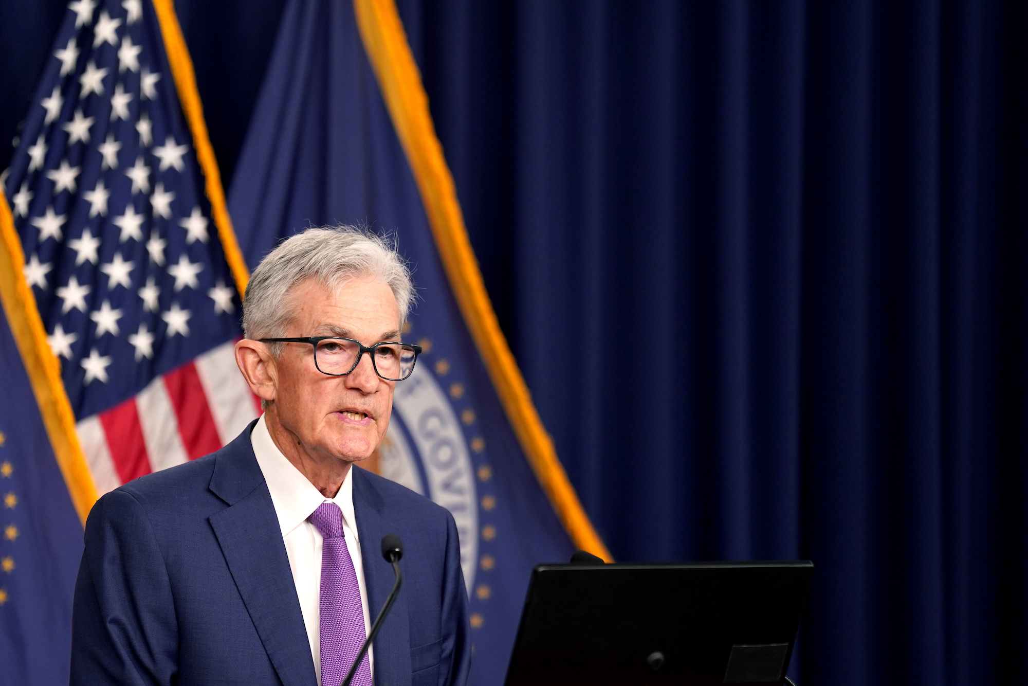 Jerome Powell speaks during a press conference meeting in Washington, DC, on Wednesday.