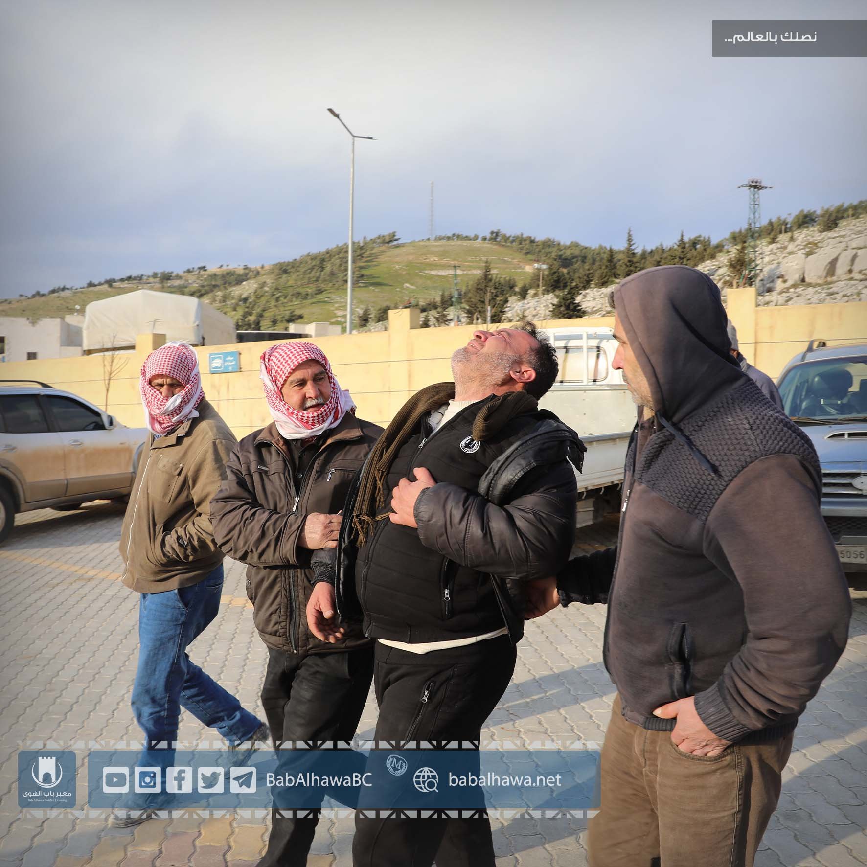 A man reacts as bodies of Syrian people are returned at the Turkish-Syrian border on Tuesday.