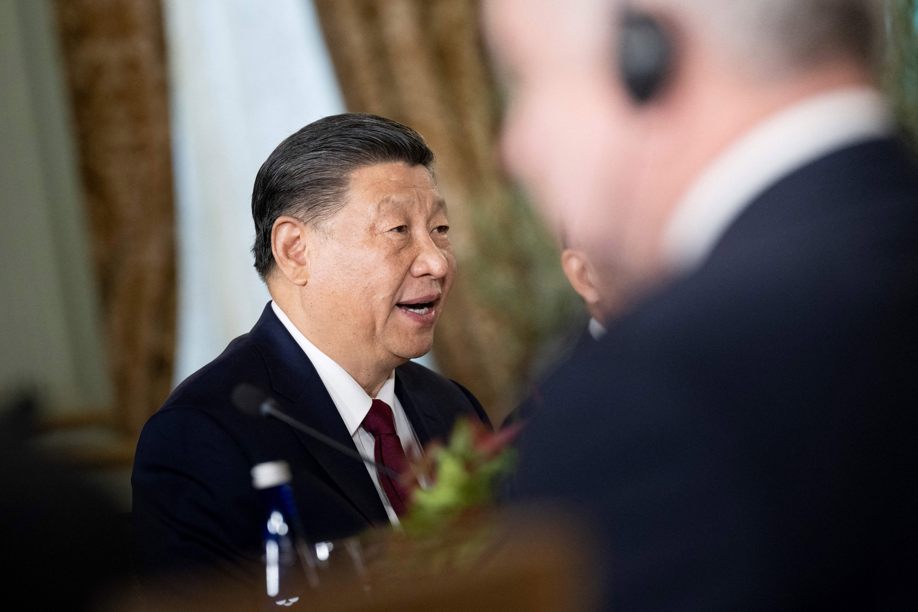 Chinese President Xi Jinping speaks during a meeting with US President Joe Biden, not pictured, during the Asia-Pacific Economic Cooperation (APEC) Leaders' week in Woodside, California, on November 15.
