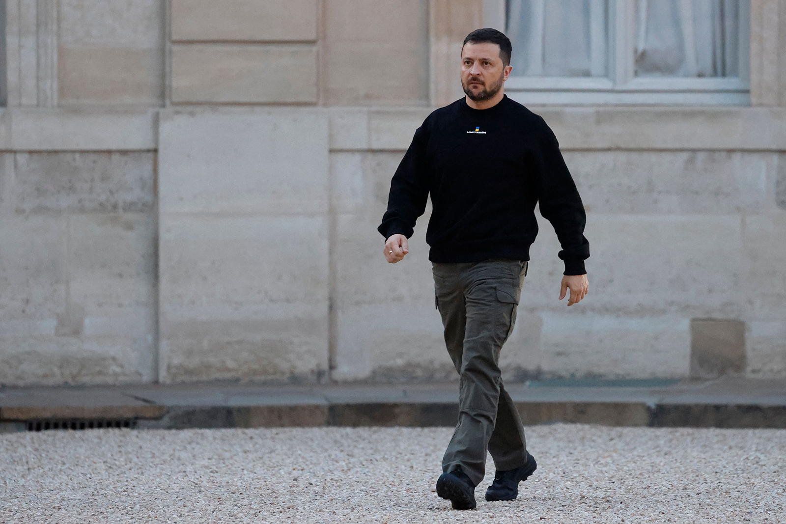 Volodymyr Zelensky arrives at the Elysee presidential palace in Paris on May 14. 