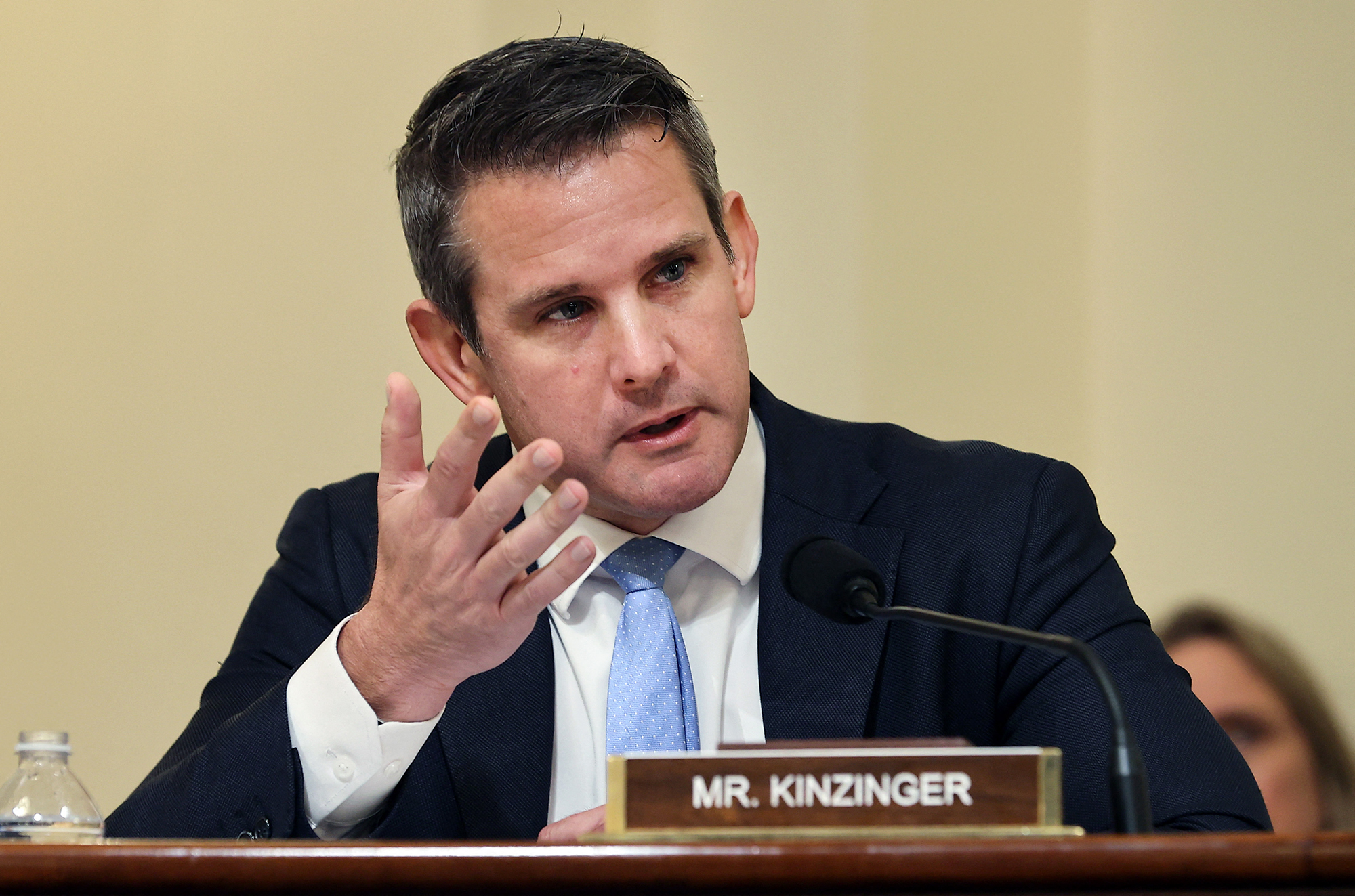 Rep. Adam Kinzinger speaks during a Select Committee investigation in Washington, DC, on July 27. 