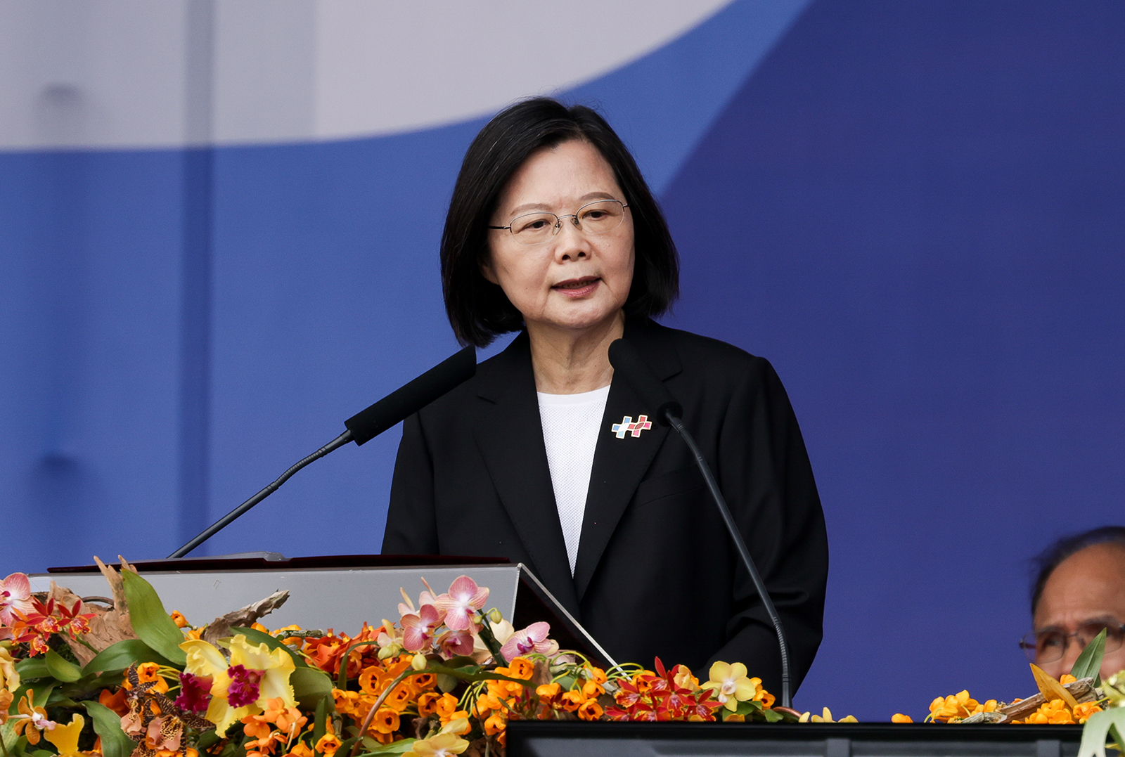 Tsai Ing-wen gives a speech in Taipei, Taiwan, on October 10, 2023.